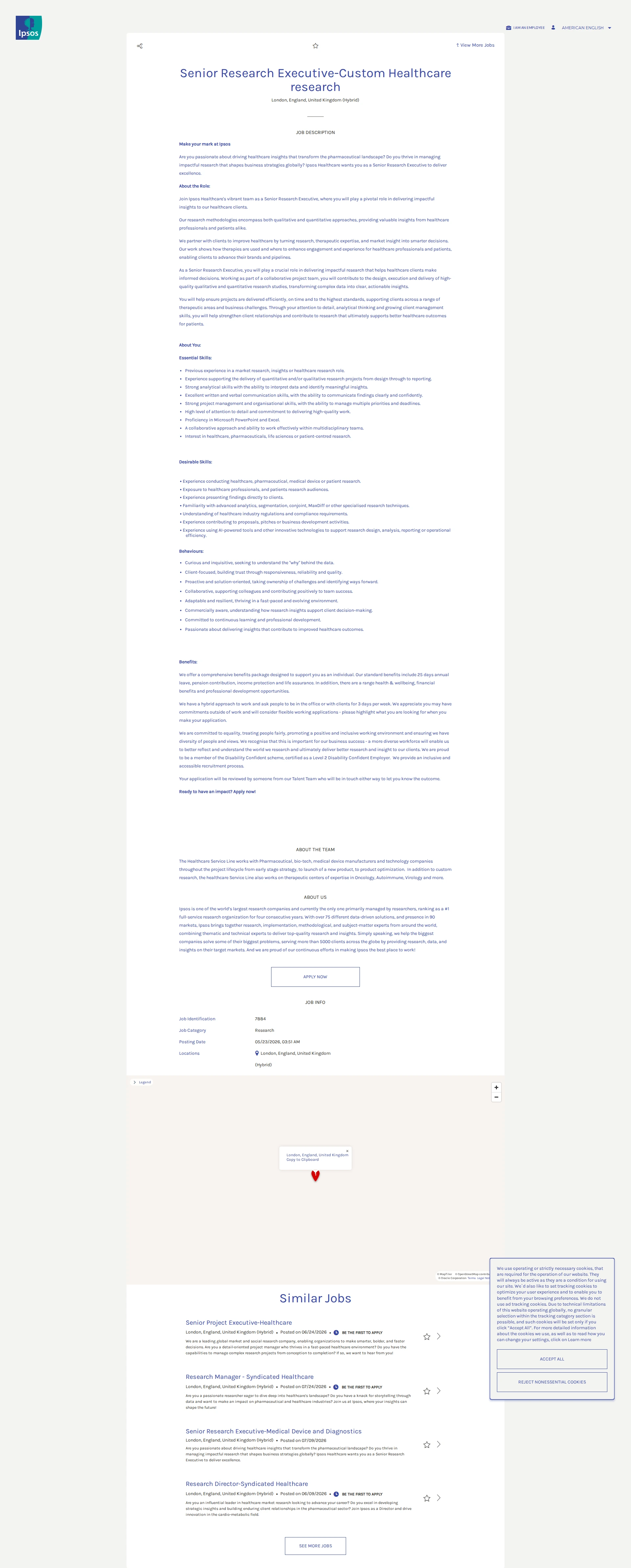 입소스코리아 Senior Research Executive-Custom Healthcare research 채용공고
