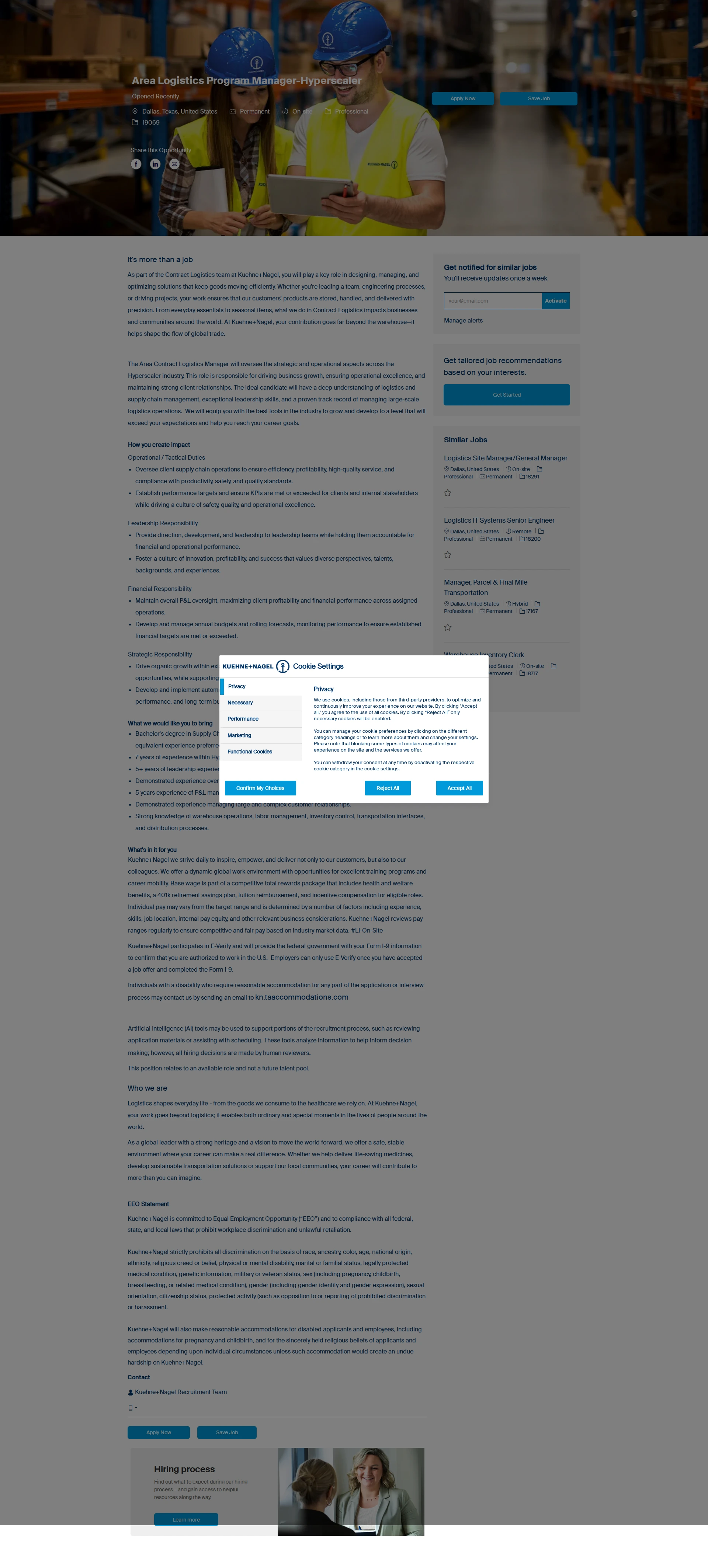 퀴네앤드나겔 Area Logistics Program Manager-Hyperscaler 채용공고