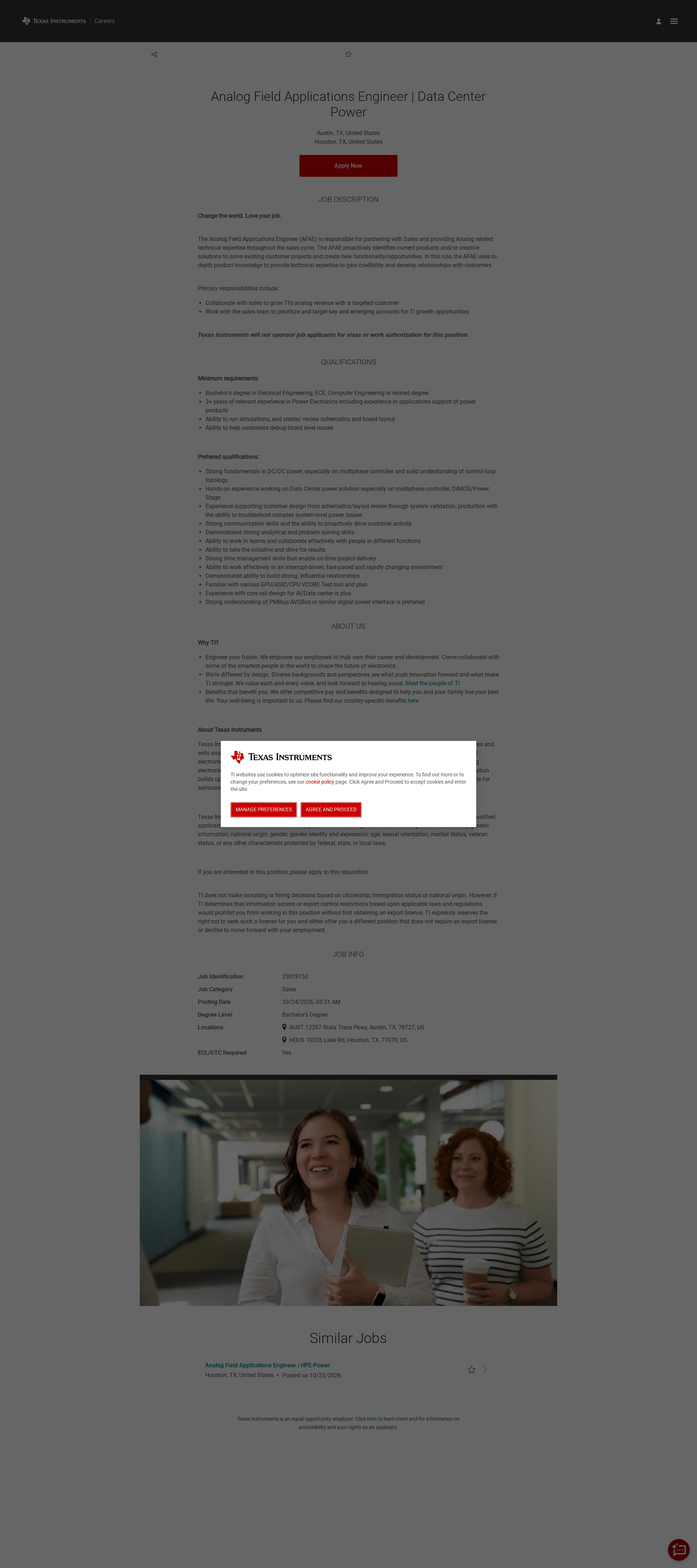 텍사스인스트루먼트코리아 Analog Field Applications Engineer | Data Center Power 채용공고