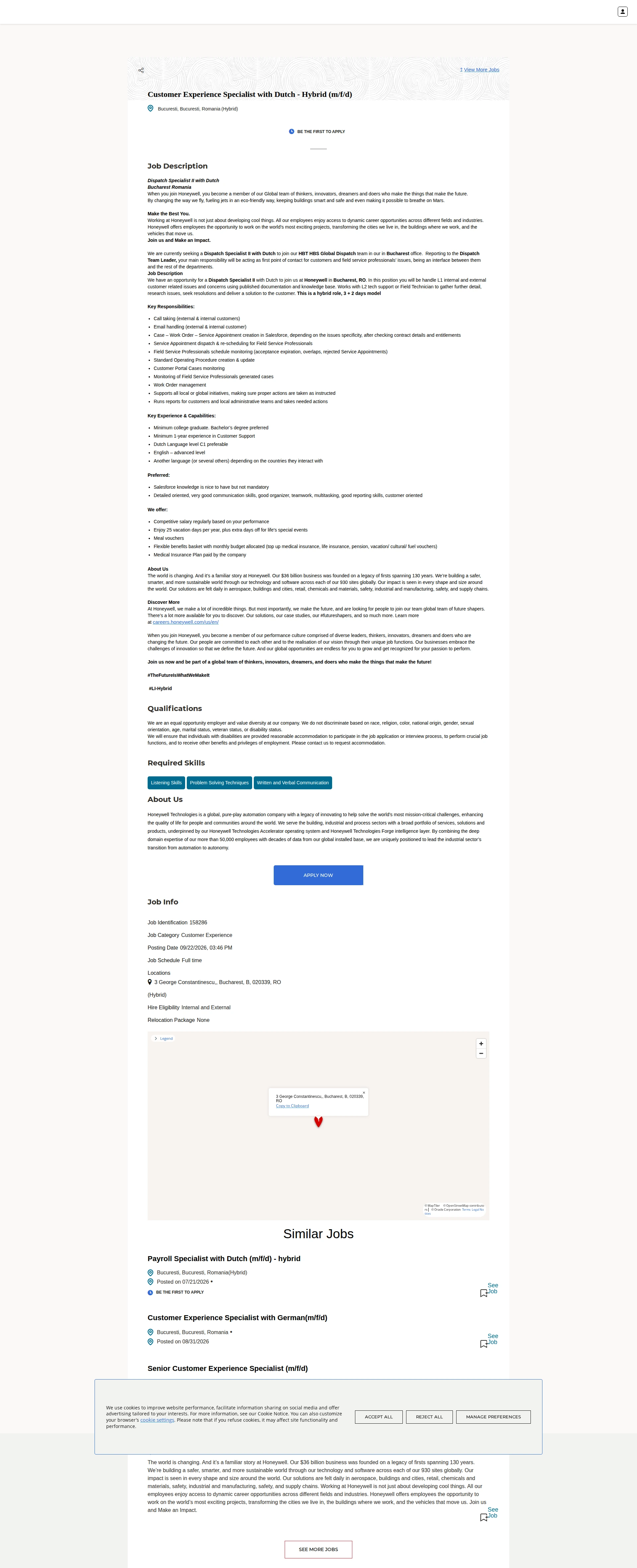 허니웰 Customer Experience Specialist with Dutch - Hybrid (m/f/d) 채용공고