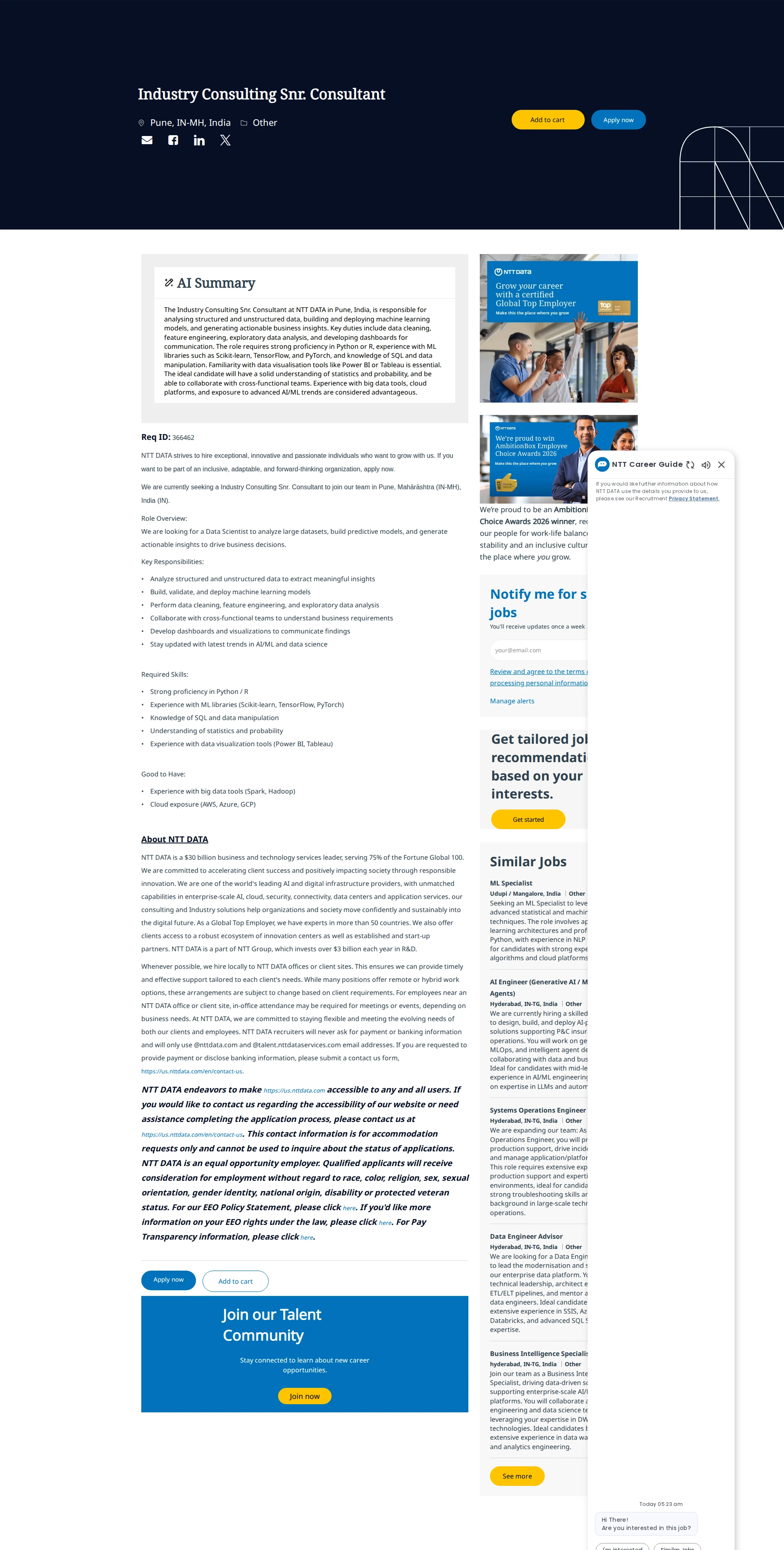 NTT데이터 Industry Consulting Snr. Consultant 채용공고