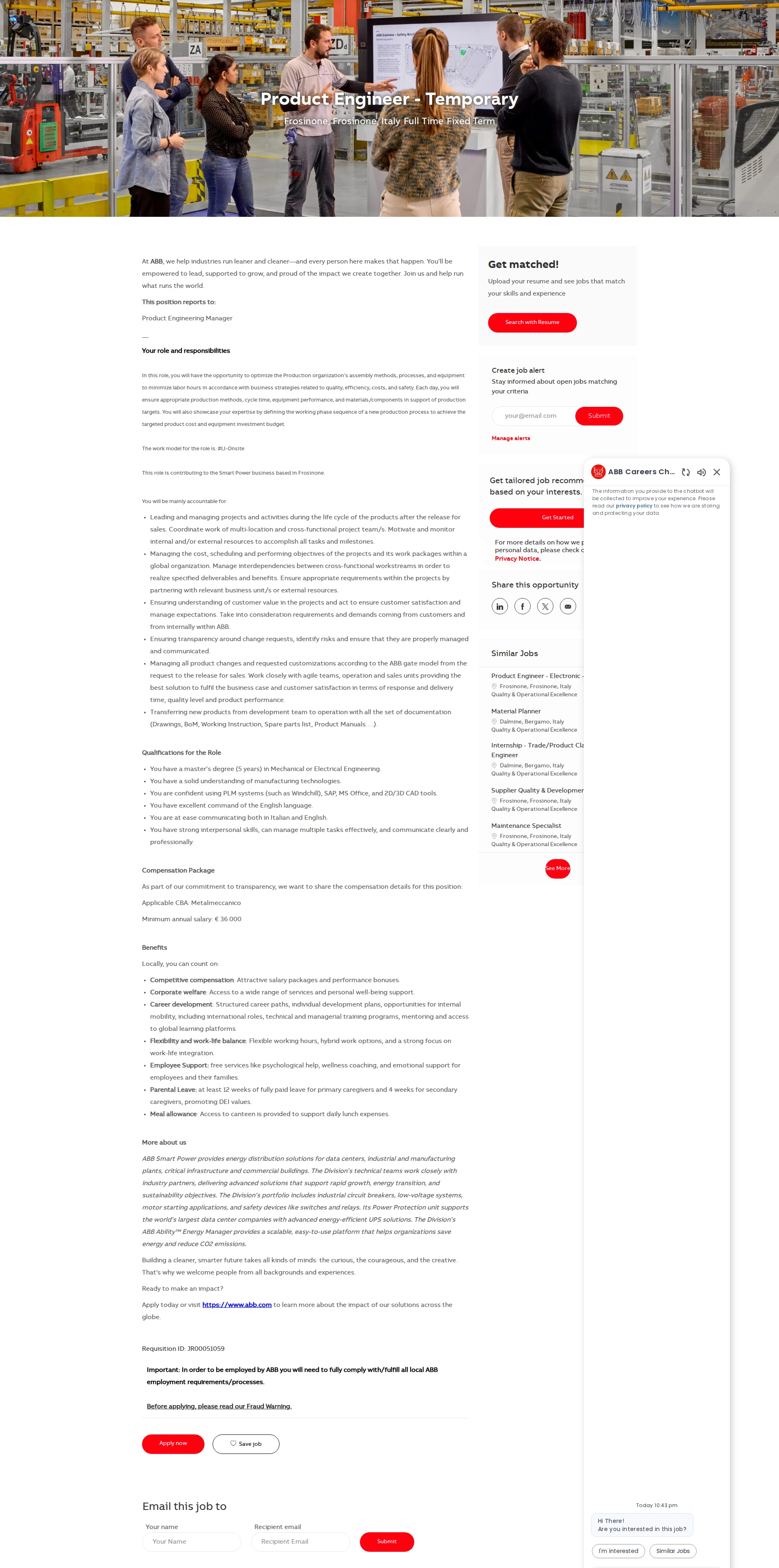 ABB코리아 Product Engineer - Temporary 채용공고