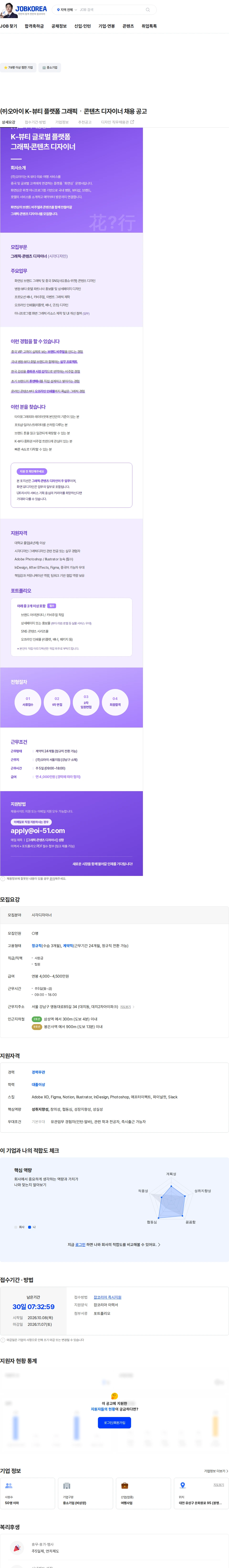 오아이 ㈜오아이 K-뷰티 플랫폼 그래픽ㆍ콘텐츠 디자이너 채용 공고 채용공고