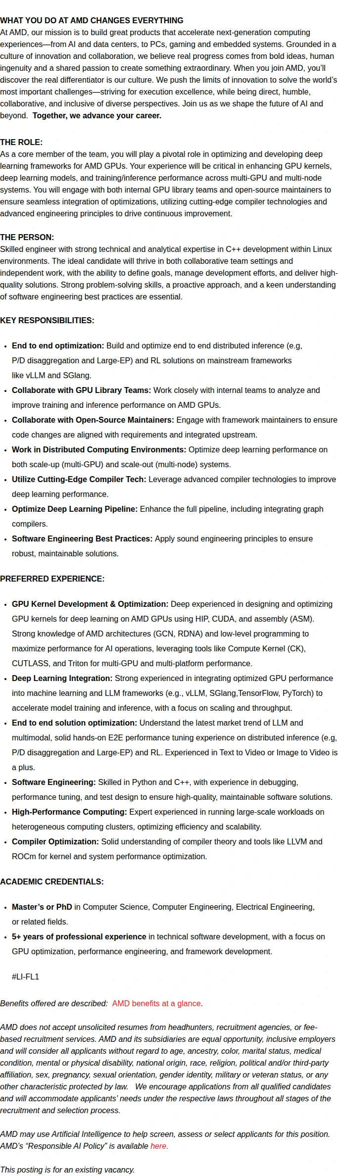 AMD AI Software Engineer 채용공고
