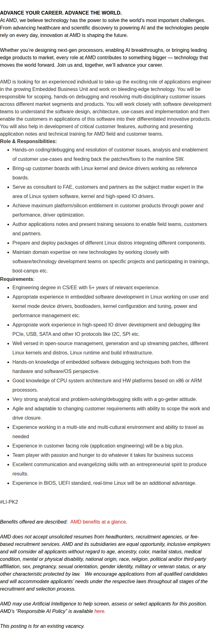 AMD Linux Device Driver Engineer- Networking/Customer Enablement 채용공고