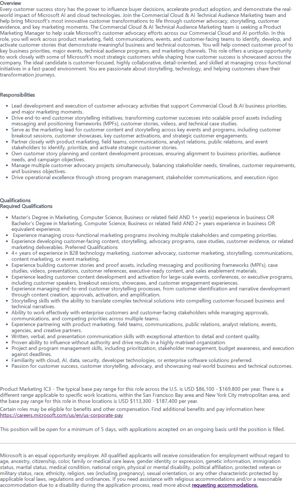 마이크로소프트(Microsoft) Product Marketing Manager 채용공고