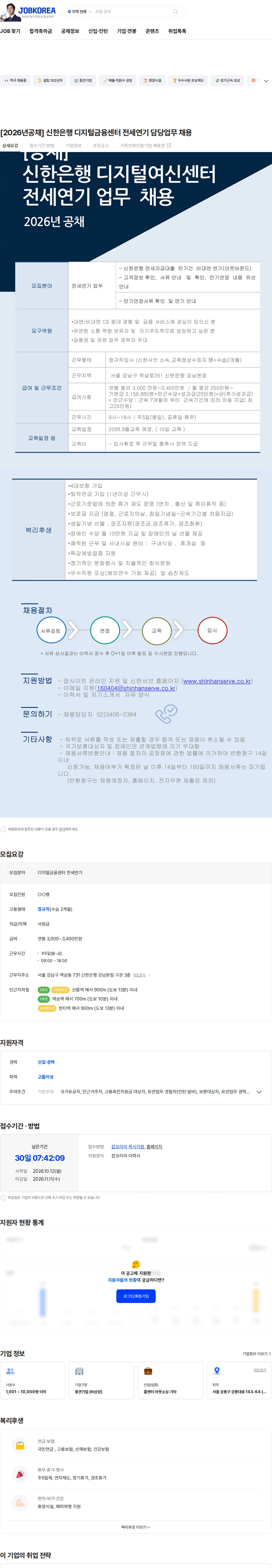 신한서브 [2026년공채] 신한은행 디지털금융센터 전세연기 담당업무 채용 채용공고