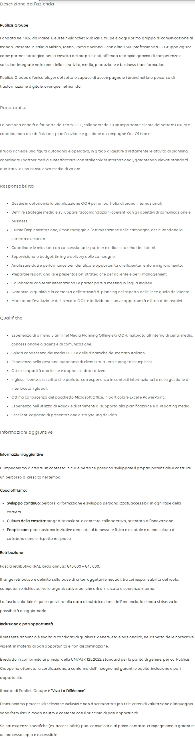 Publicis Groupe OOH Media Manager 채용공고