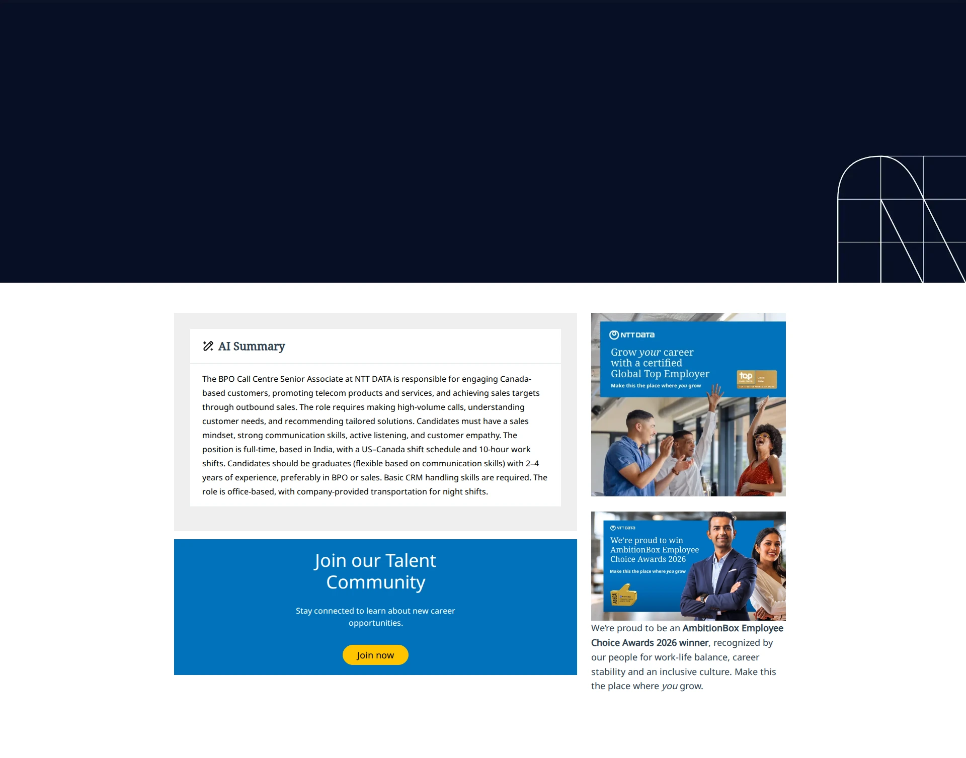NTT데이터 BPO Call Center Senior Associate 채용공고