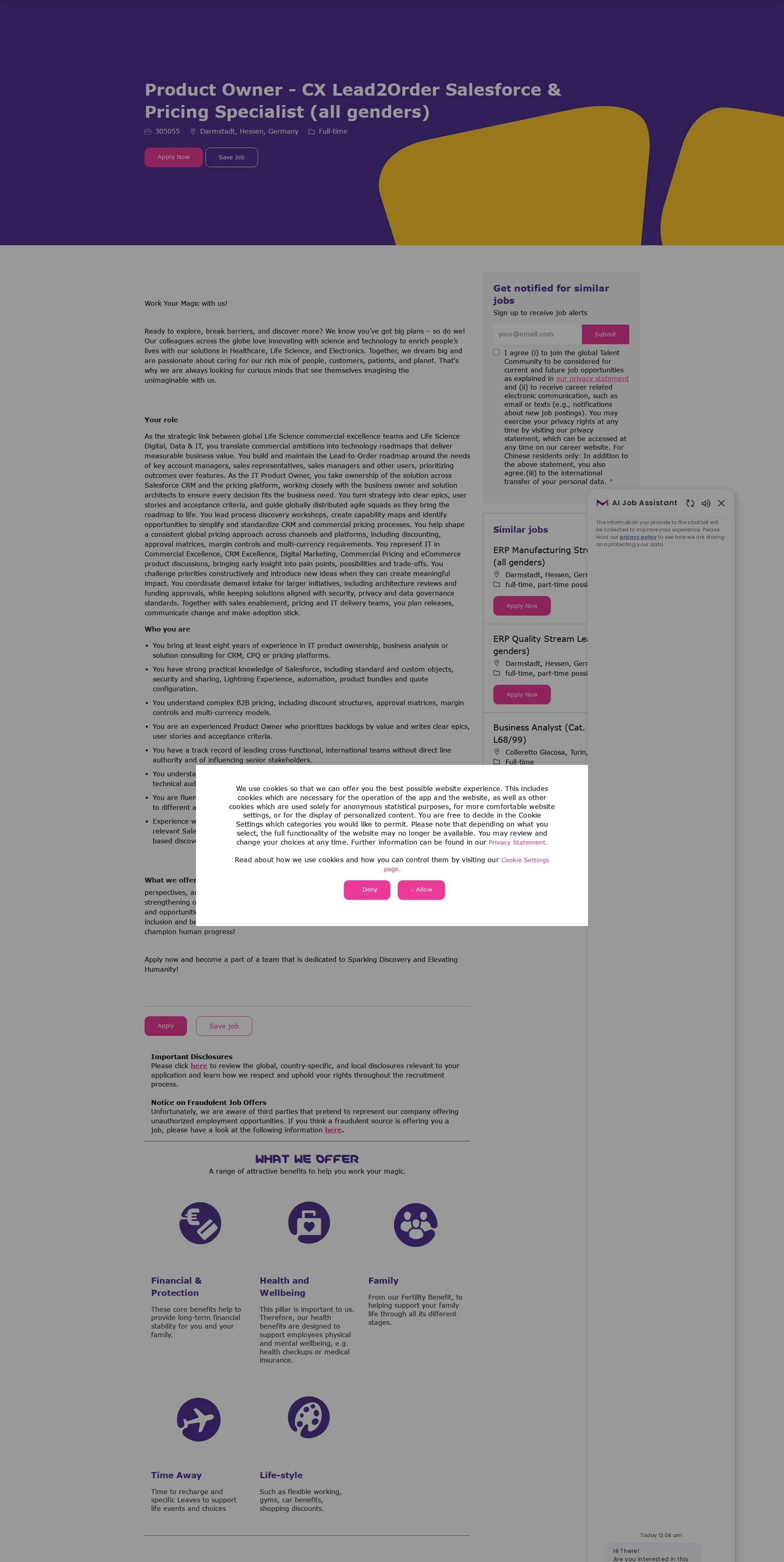 머크 Product Owner - CX Lead2Order Salesforce & Pricing Specialist (all genders) 채용공고