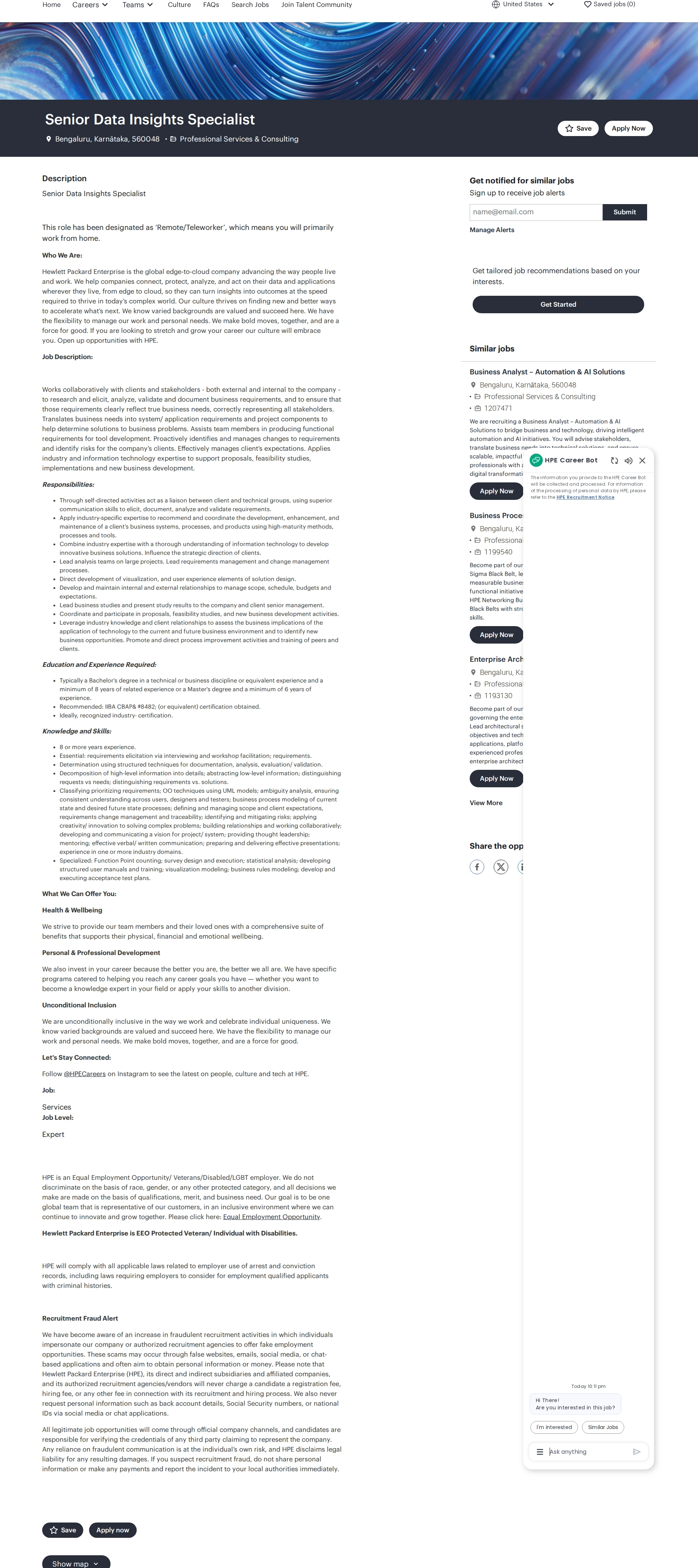 HP Senior Data Insights Specialist 채용공고