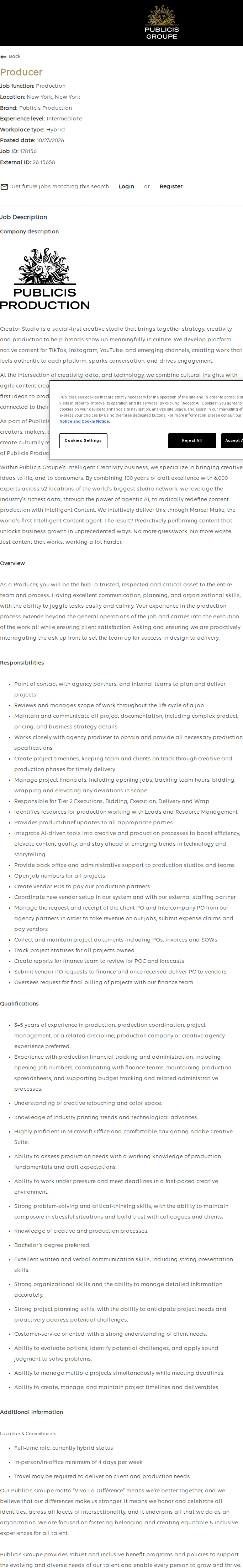 Publicis Groupe Producer 채용공고