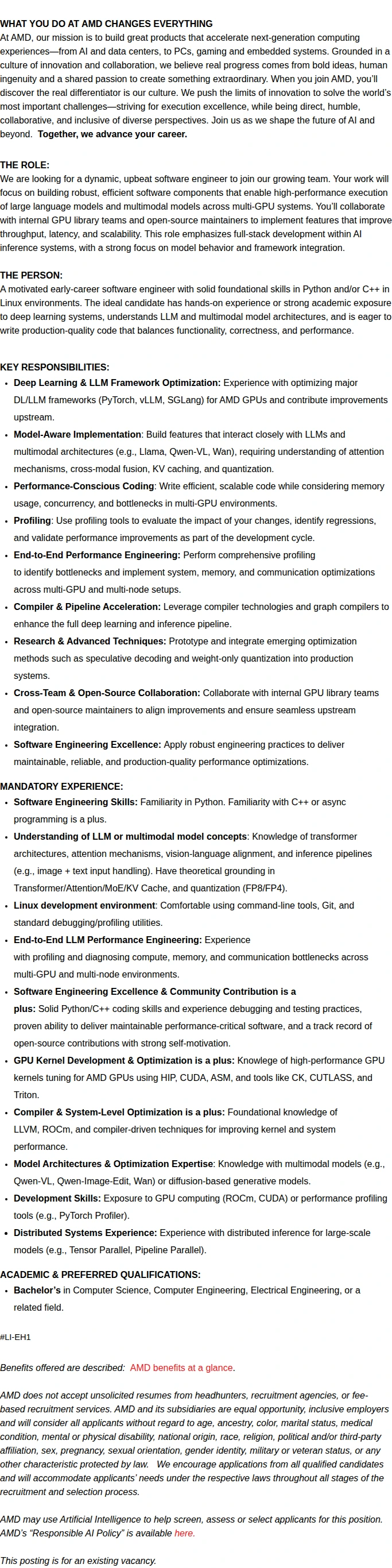 AMD AI Framework Eng. 채용공고