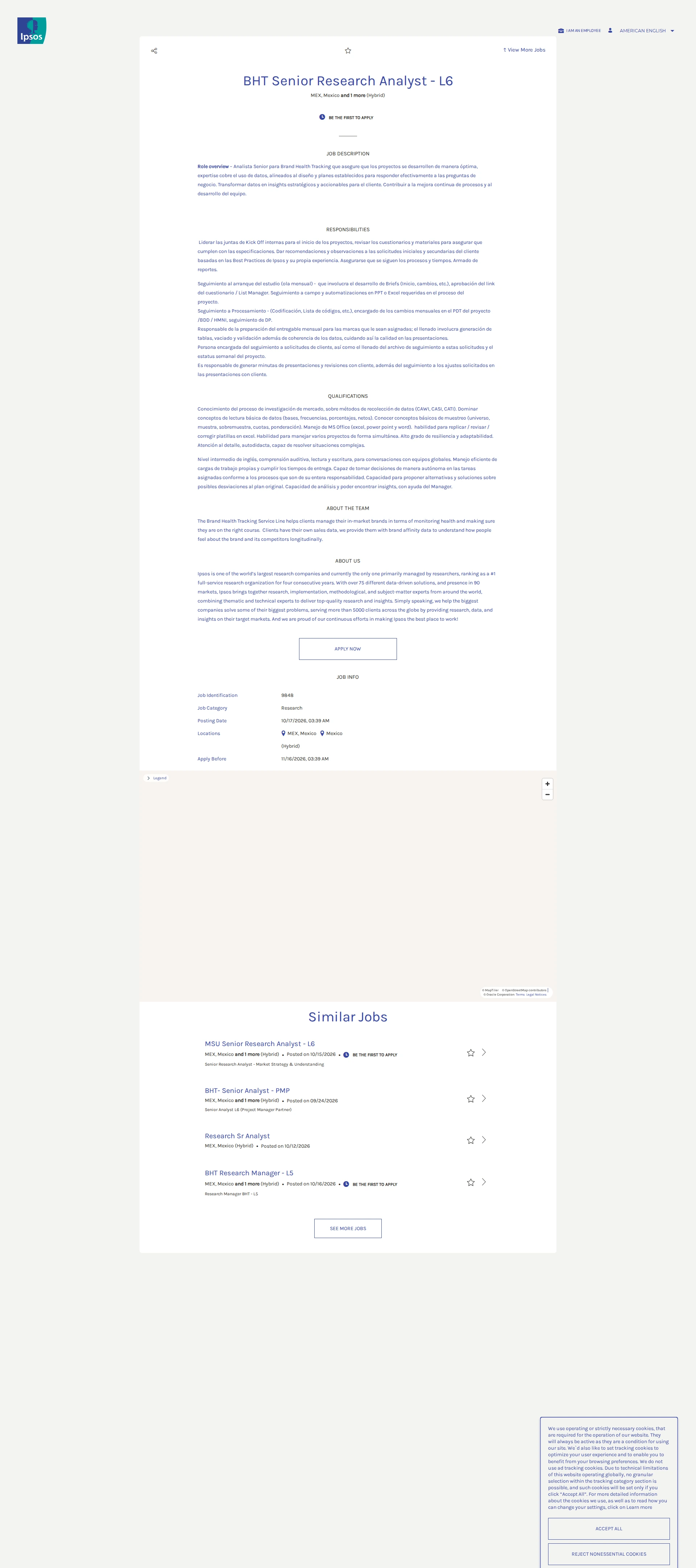 입소스코리아 BHT Senior Research Analyst - L6 채용공고