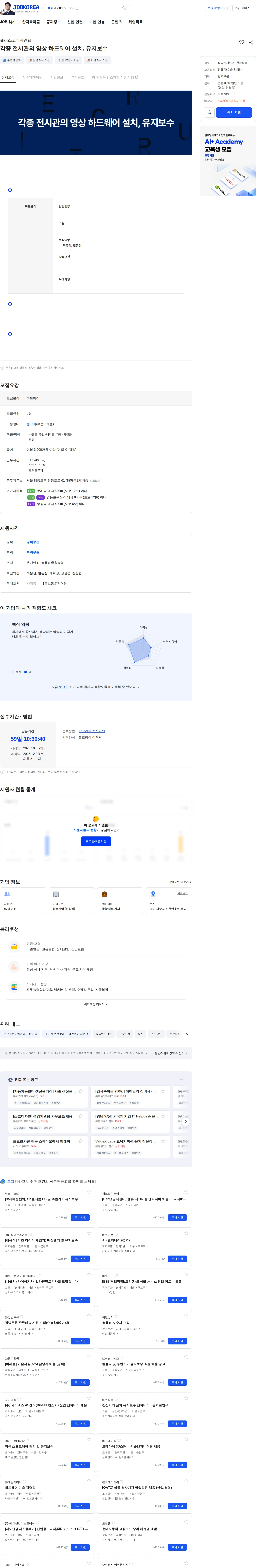 월러스코디자인랩 각종 전시관의 영상 하드웨어 설치, 유지보수 채용공고