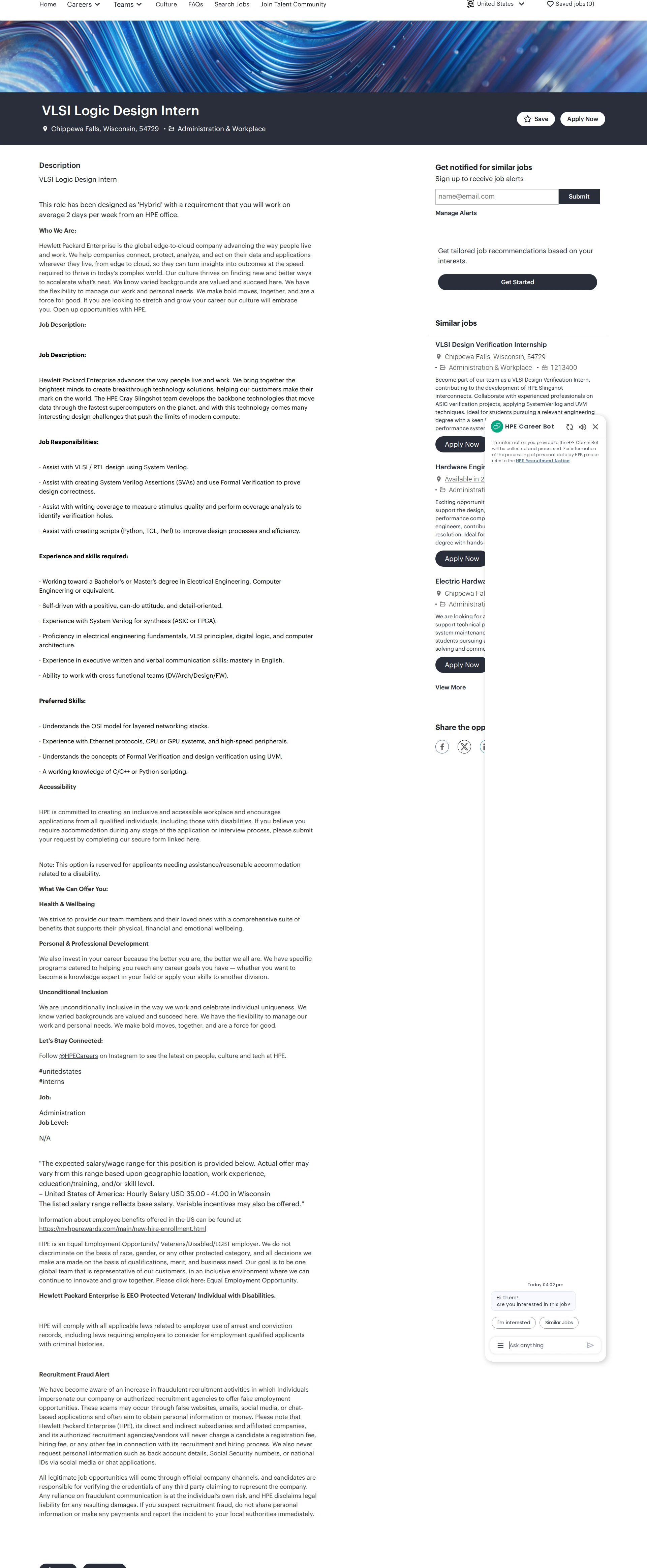 HP VLSI Logic Design Intern 채용공고