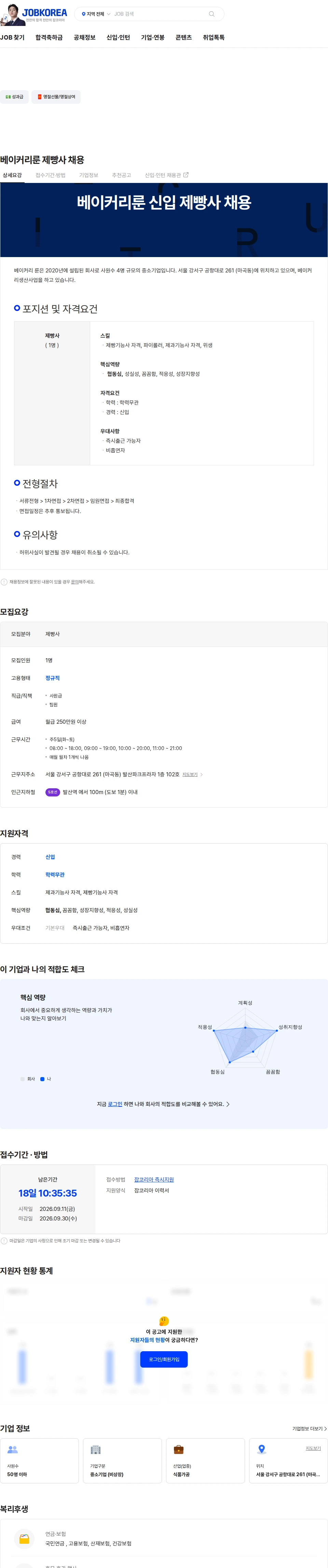 베이커리룬 베이커리룬 제빵사 채용 채용공고