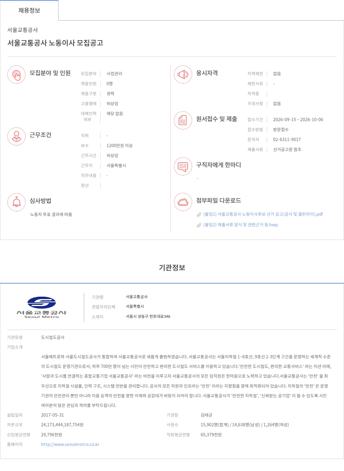 서울교통공사 서울교통공사 노동이사 모집공고 채용공고