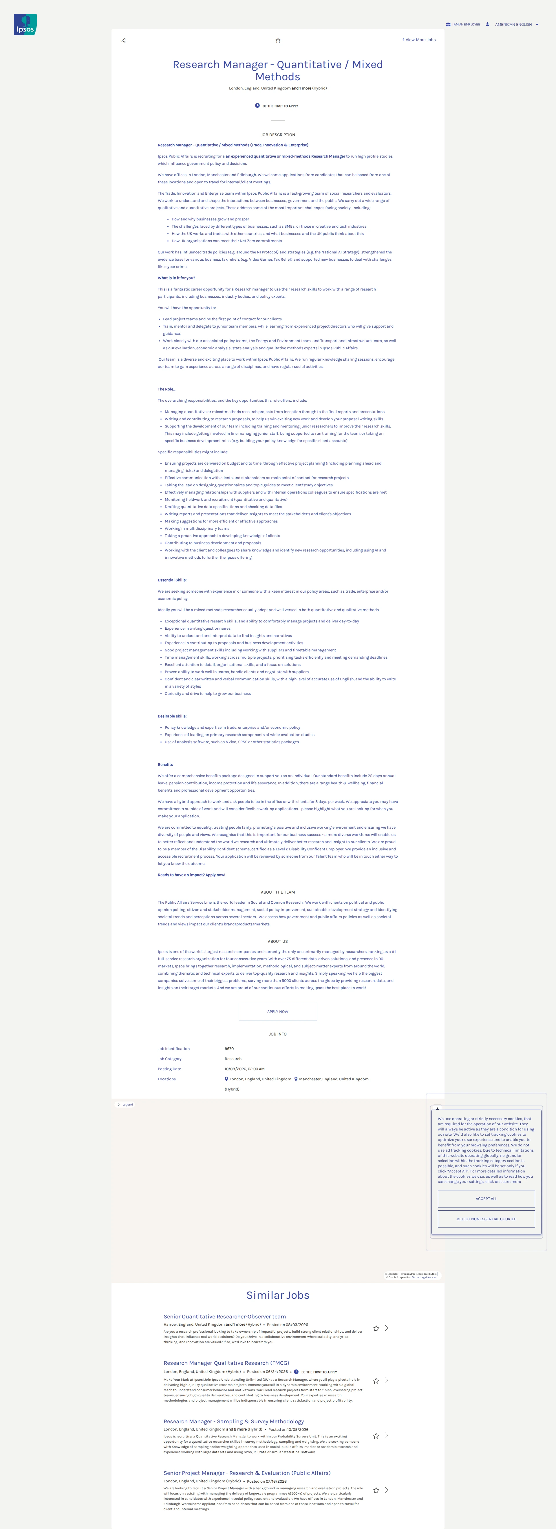 입소스코리아 Research Manager - Quantitative / Mixed Methods 채용공고