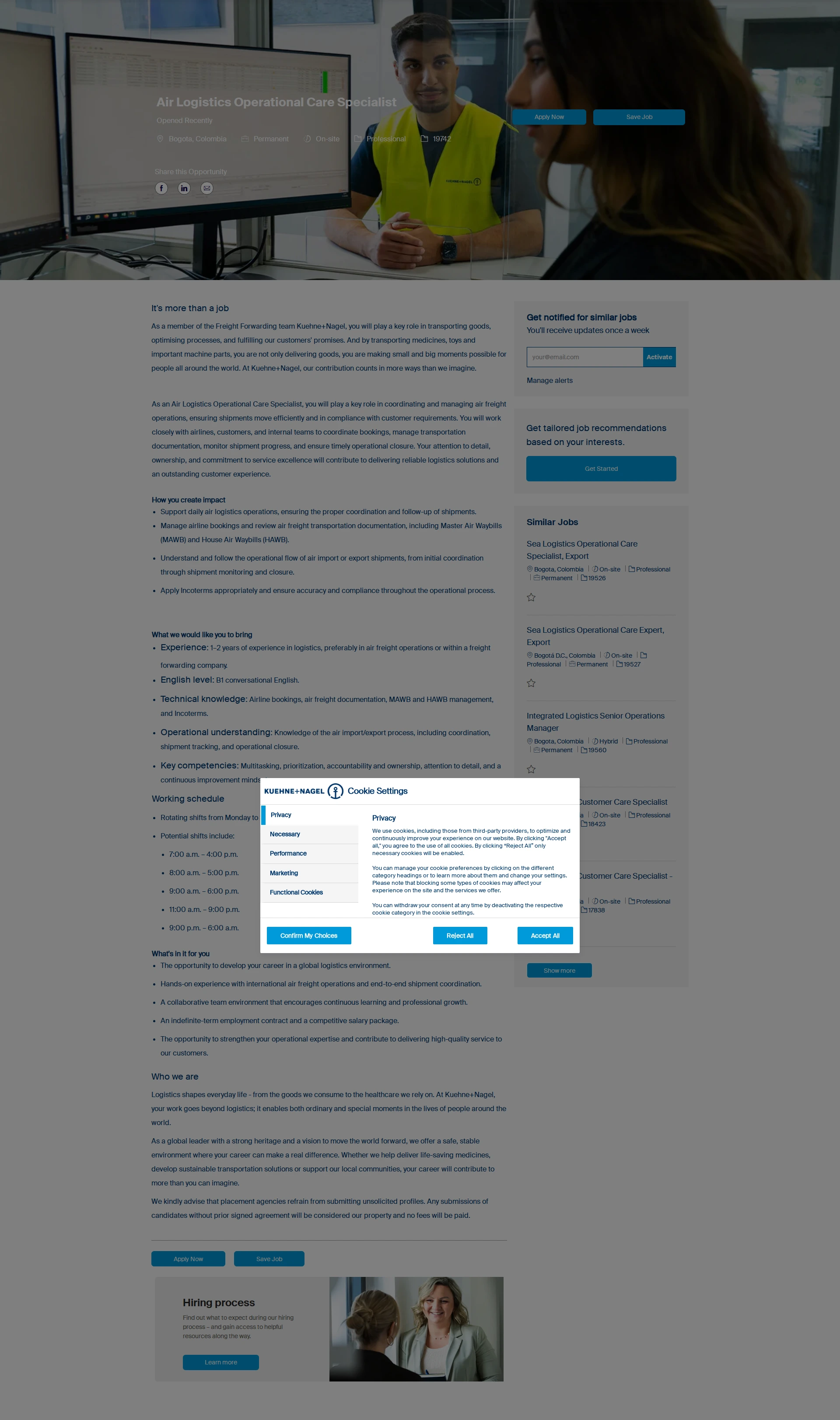 퀴네앤드나겔 Air Logistics Operational Care Specialist 채용공고