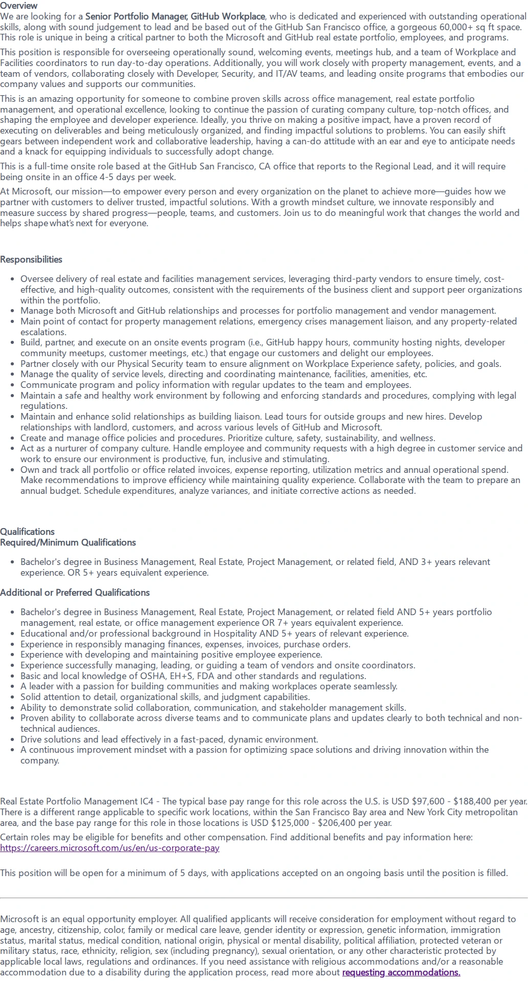 마이크로소프트(Microsoft) Senior Portfolio Manager, GitHub Workplace 채용공고