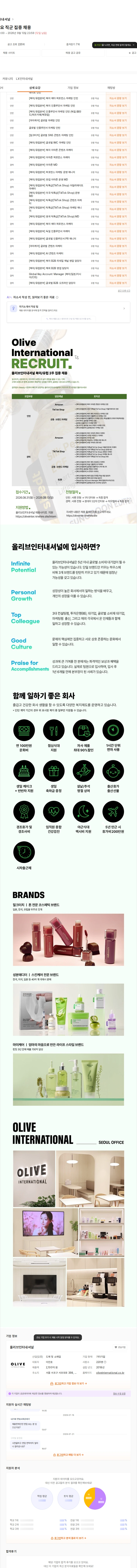 올리브인터내셔널 북미/유럽 주요 직군 집중 채용 채용공고