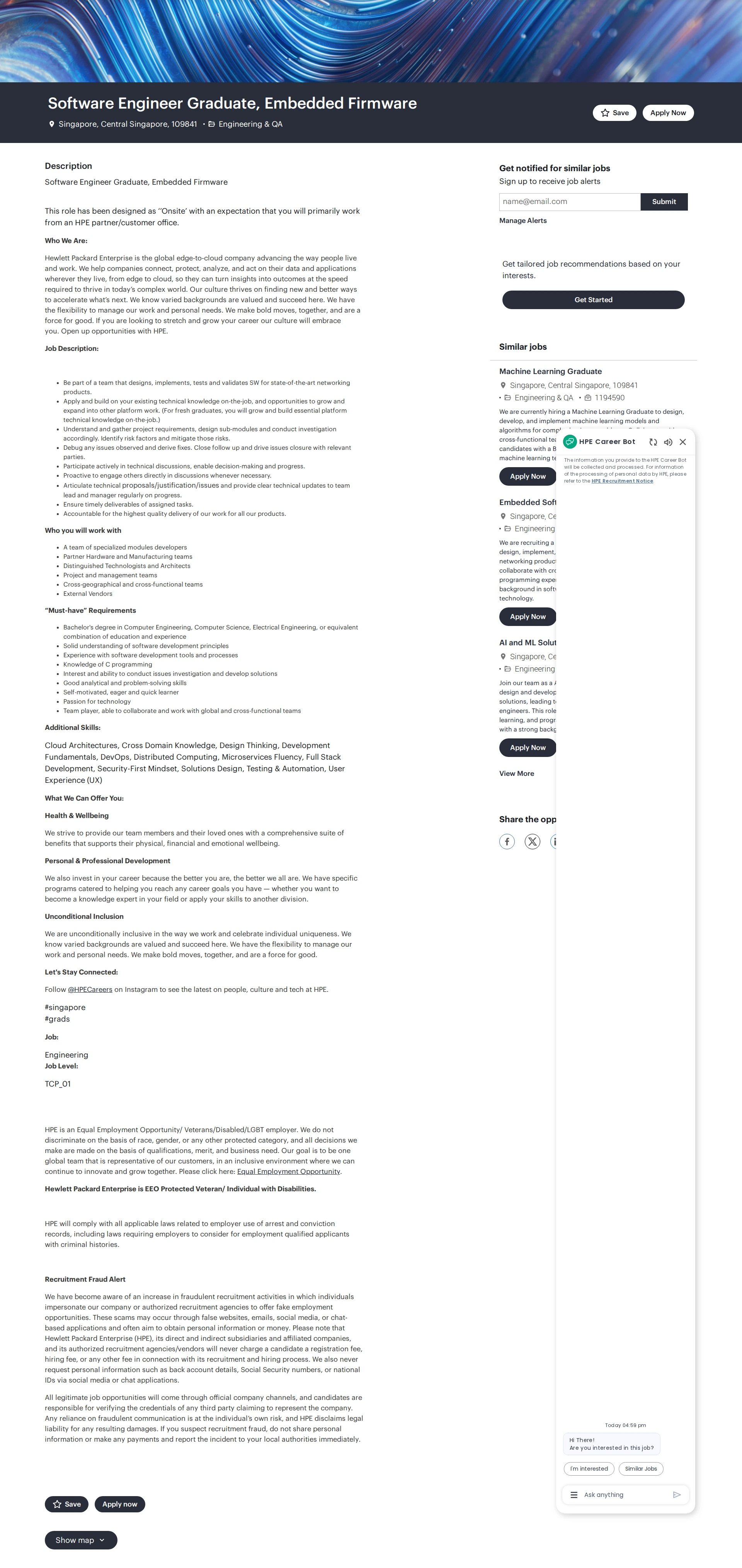 HP Software Engineer Graduate, Embedded Firmware 채용공고
