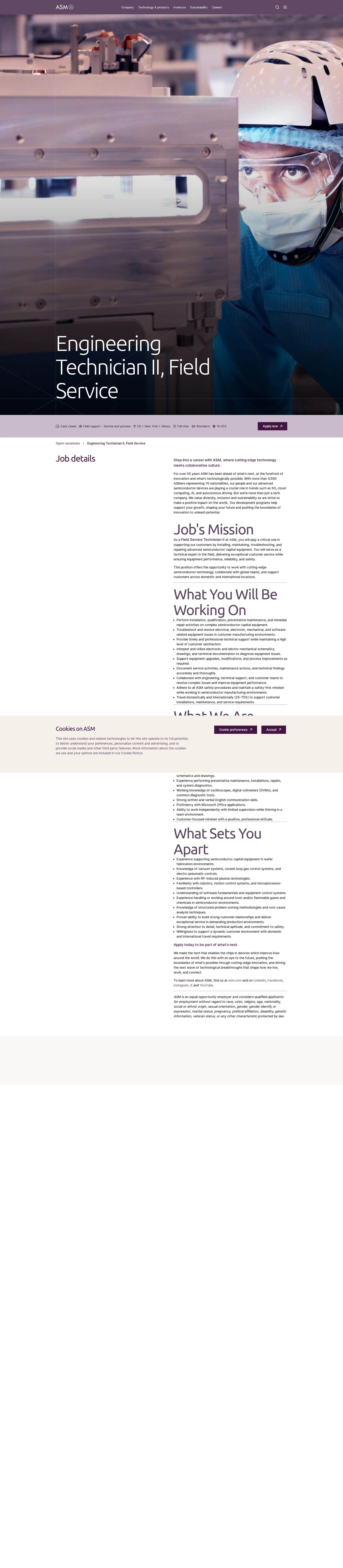 ASM Engineering Technician II, Field Service 채용공고