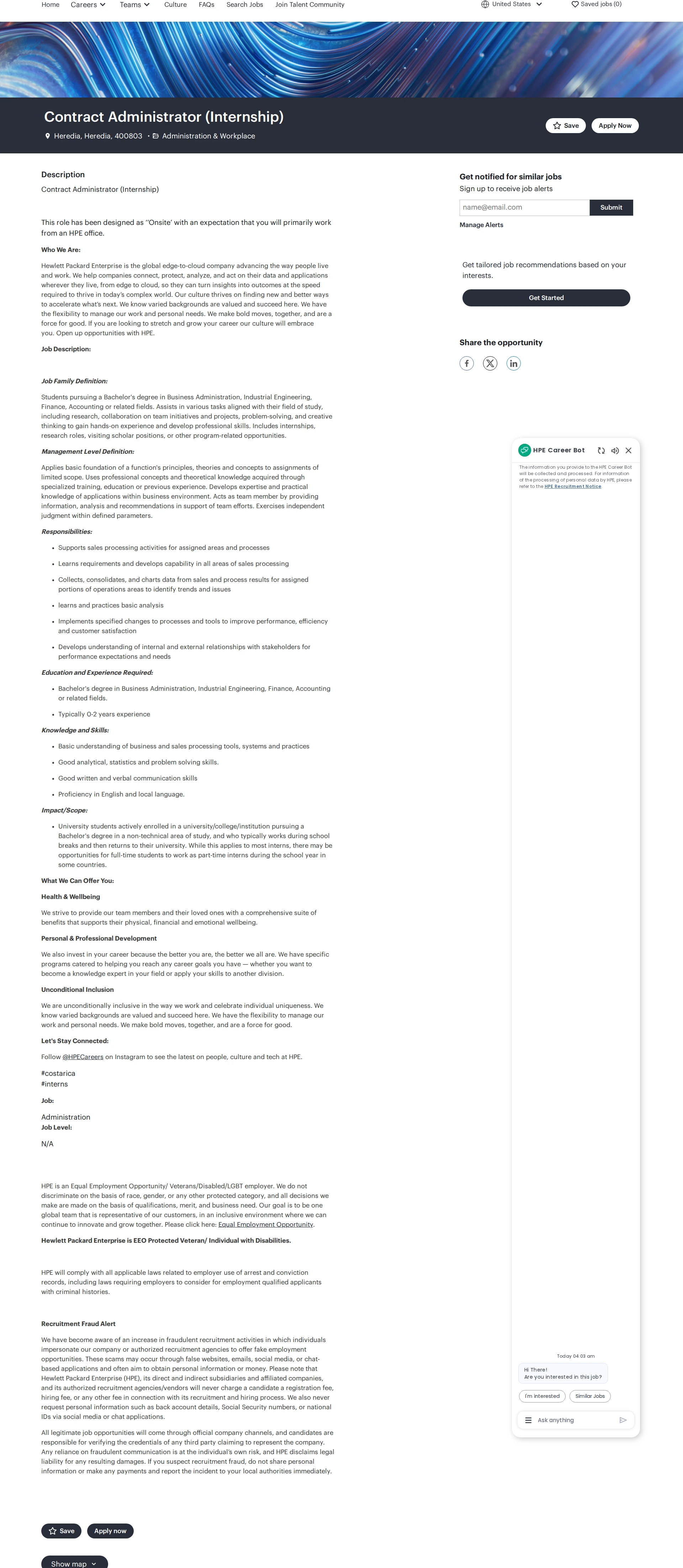 HP Contract Administrator (Internship) 채용공고