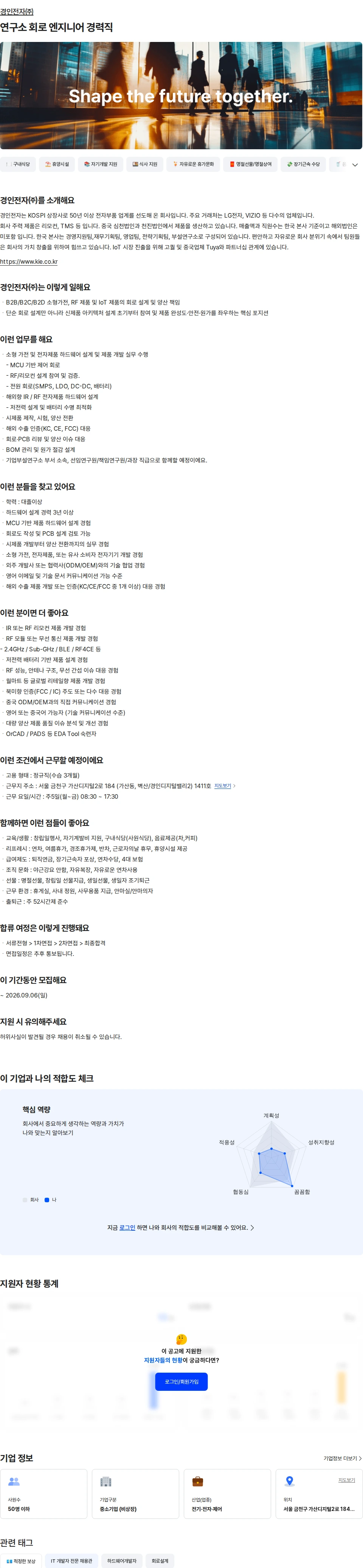 경인전자 연구소 회로 엔지니어 경력직 채용공고