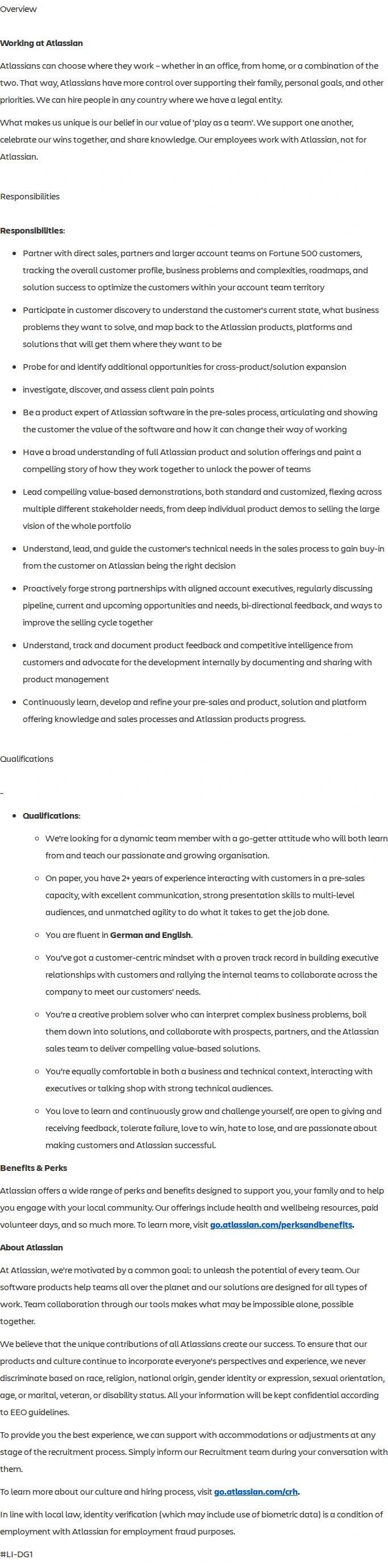 아틀라시안 Solutions Engineer, Mid-Market (German Speaker) 채용공고