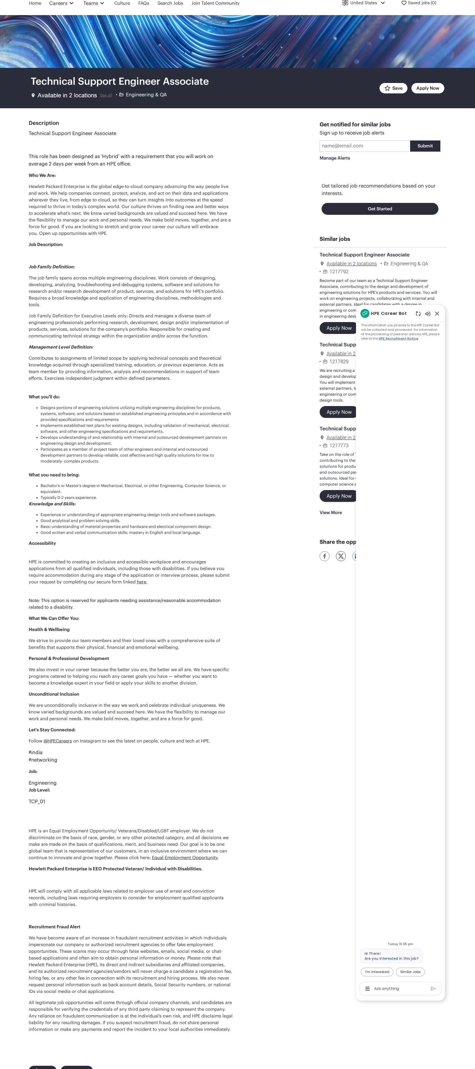HP Technical Support Engineer Associate 채용공고