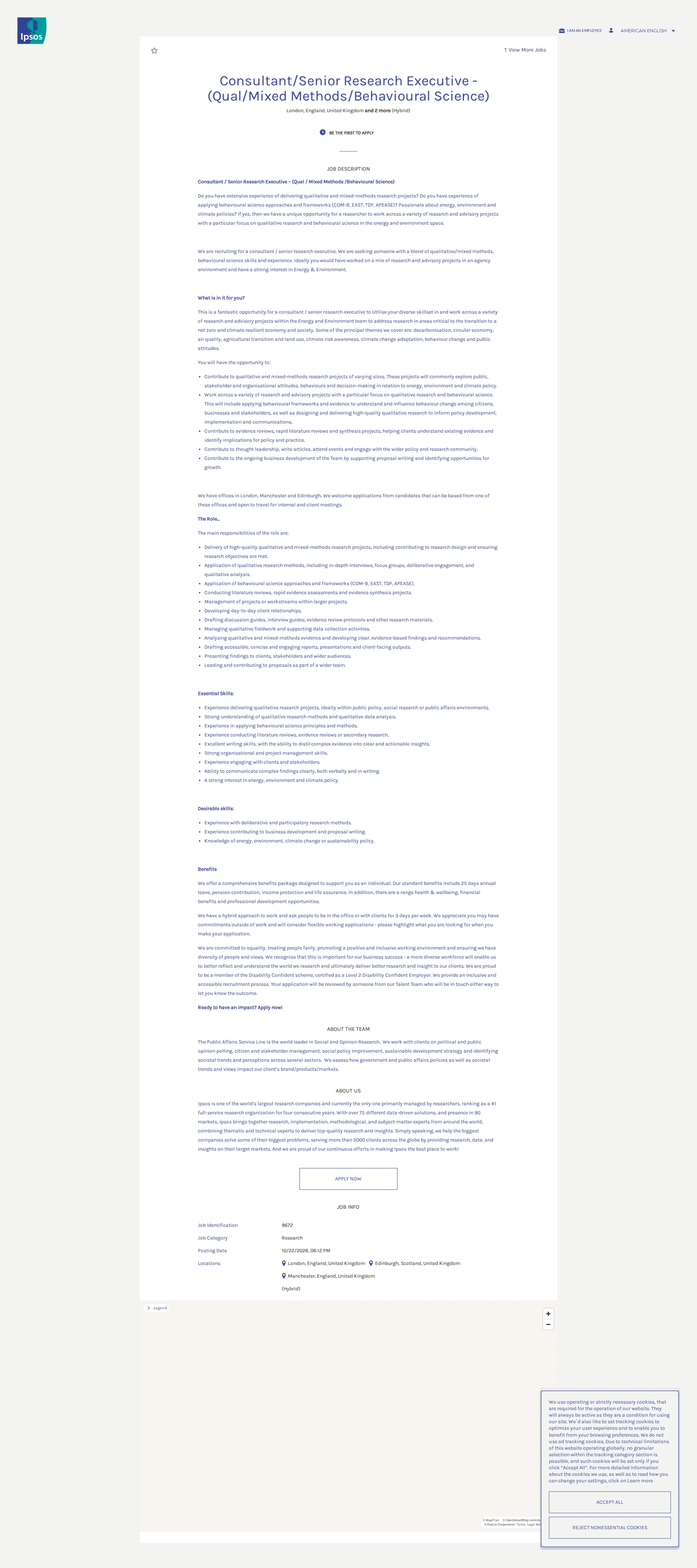 입소스코리아 Consultant/Senior Research Executive - (Qual/Mixed Methods/Behavioural Science) 채용공고