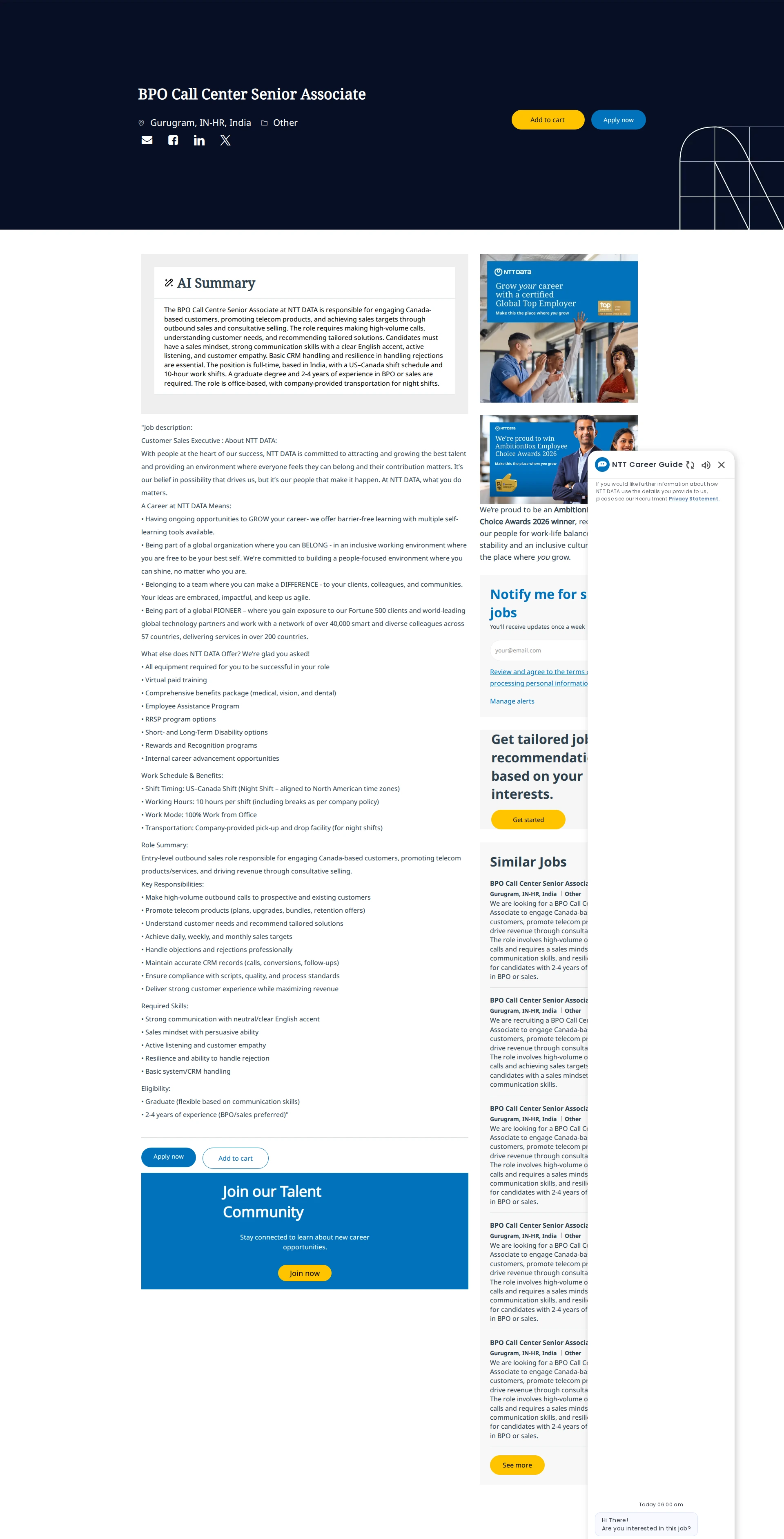 NTT데이터 BPO Call Center Senior Associate 채용공고