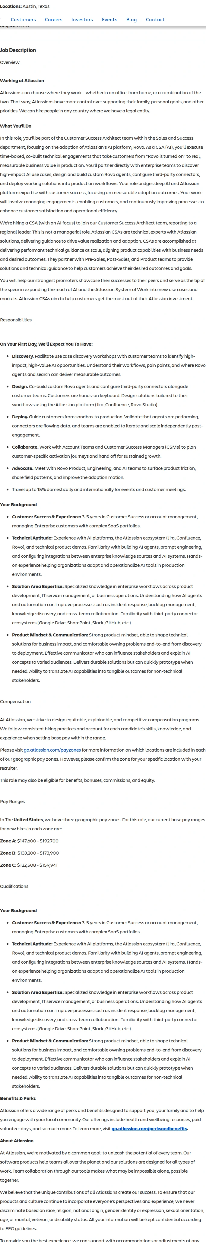 아틀라시안 Customer Success Architect (AI) 채용공고