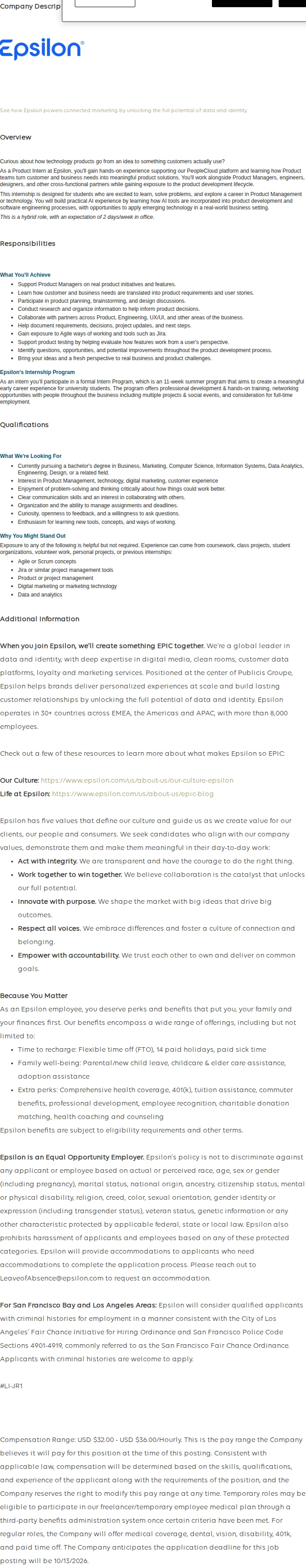 Publicis Groupe Product Intern 채용공고