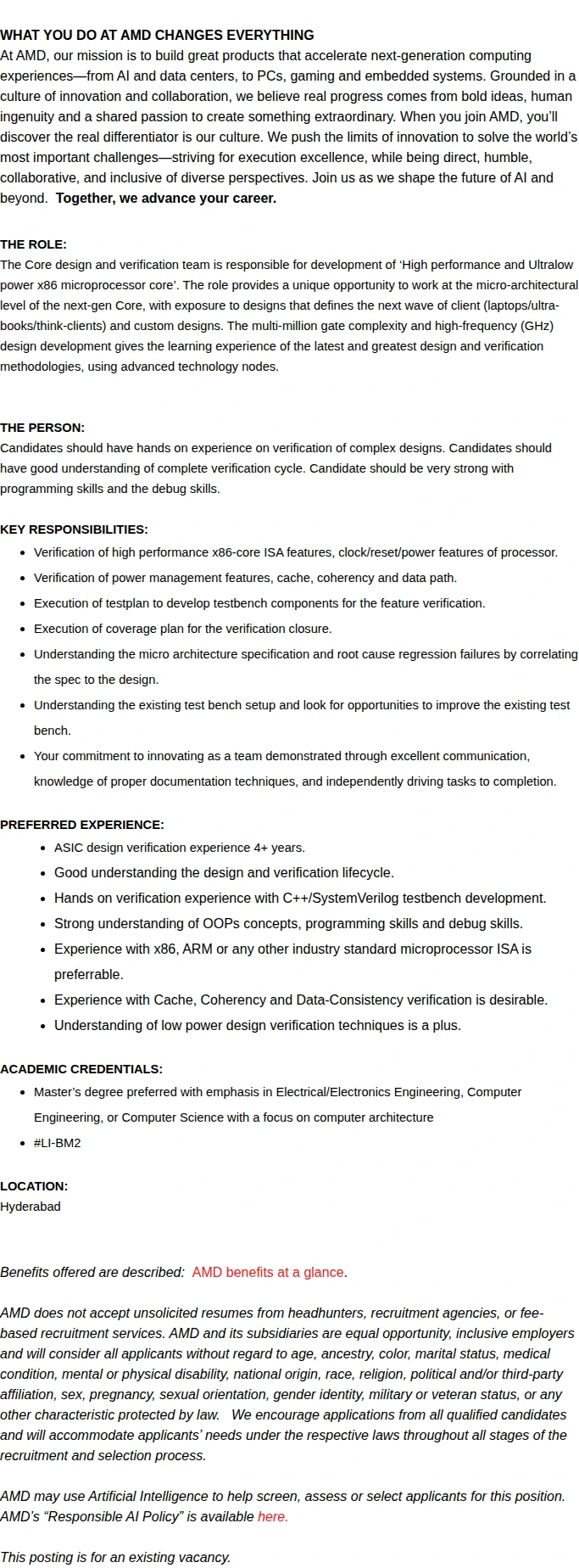 AMD Formal Verification Engineer 채용공고