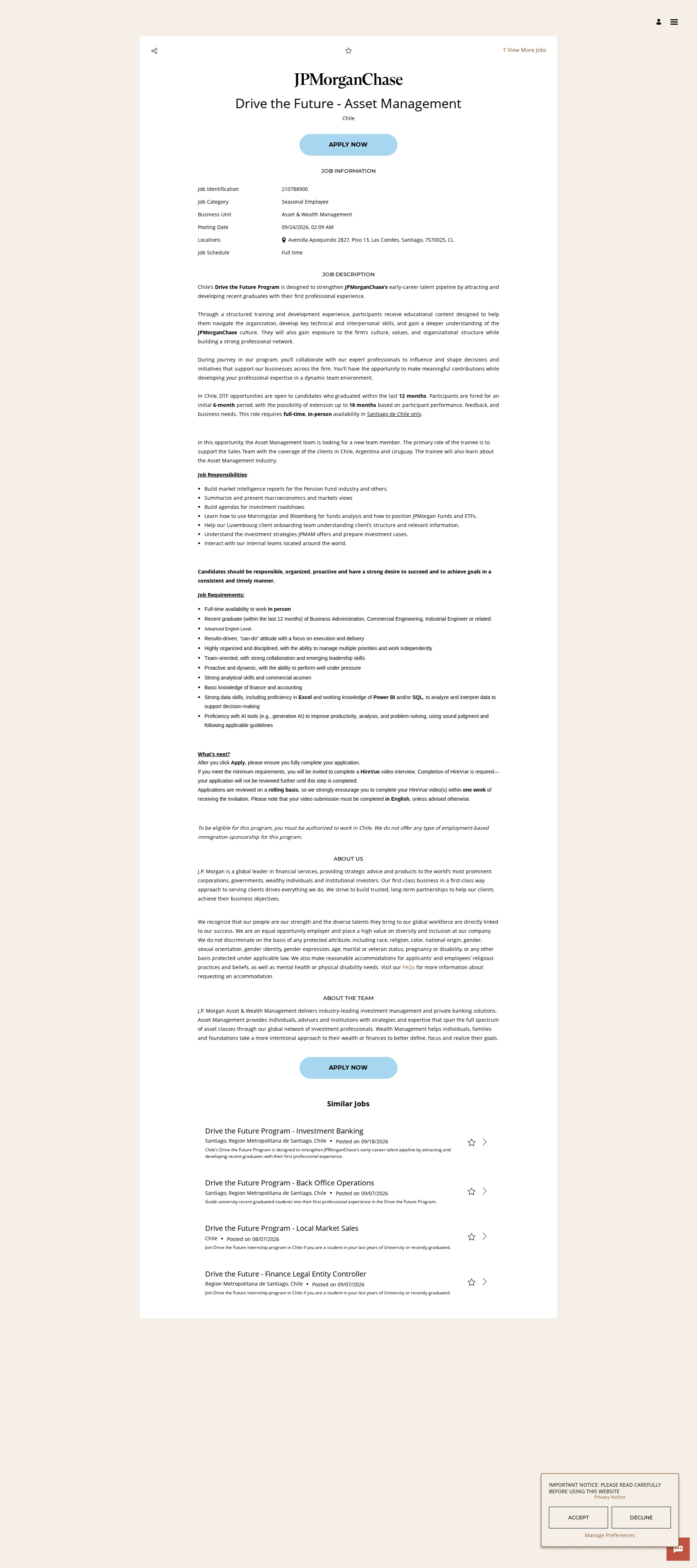 JPMorganChase Drive the Future - Asset Management 채용공고
