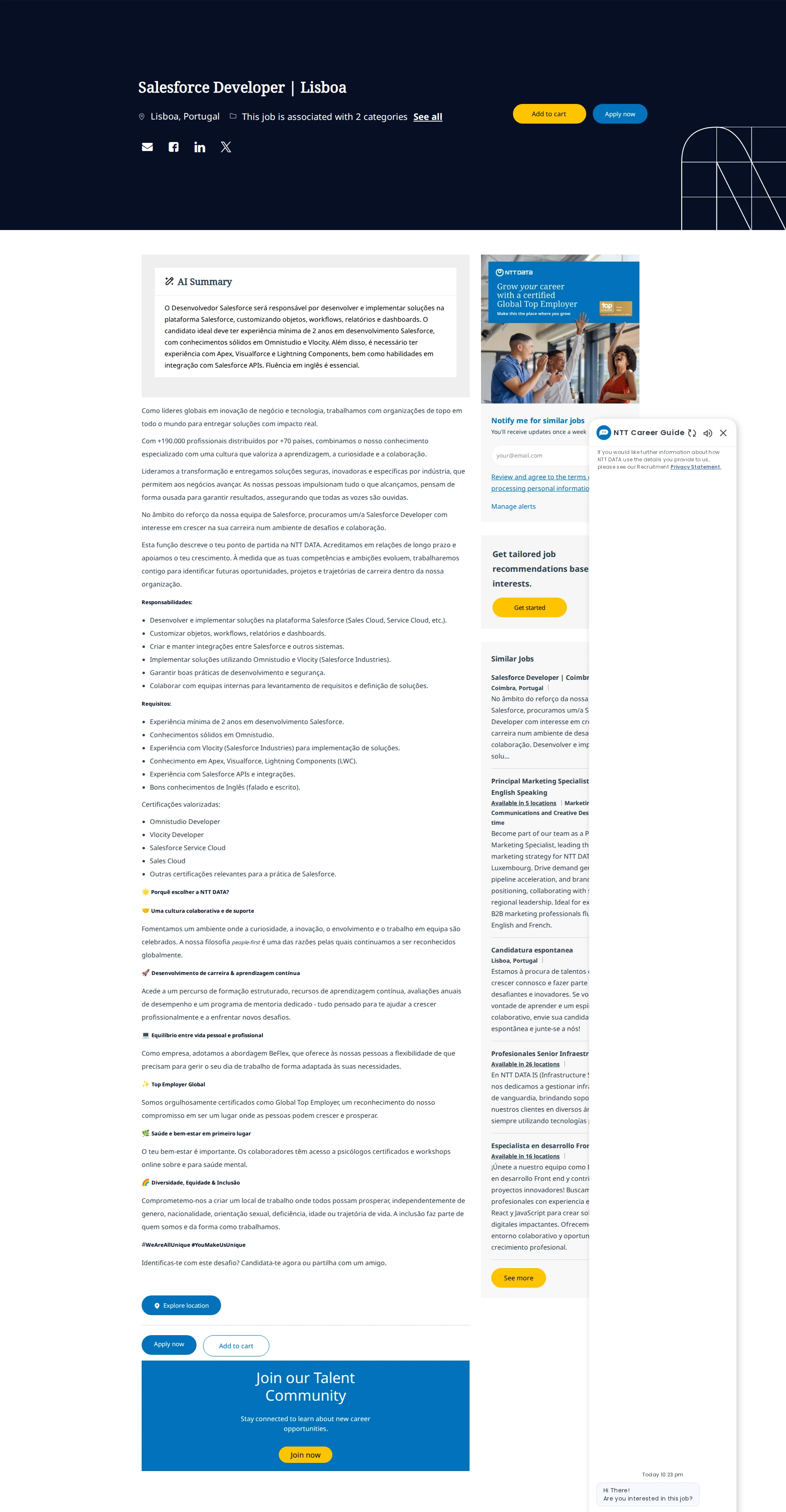 NTT데이터 Salesforce Developer | Lisboa 채용공고