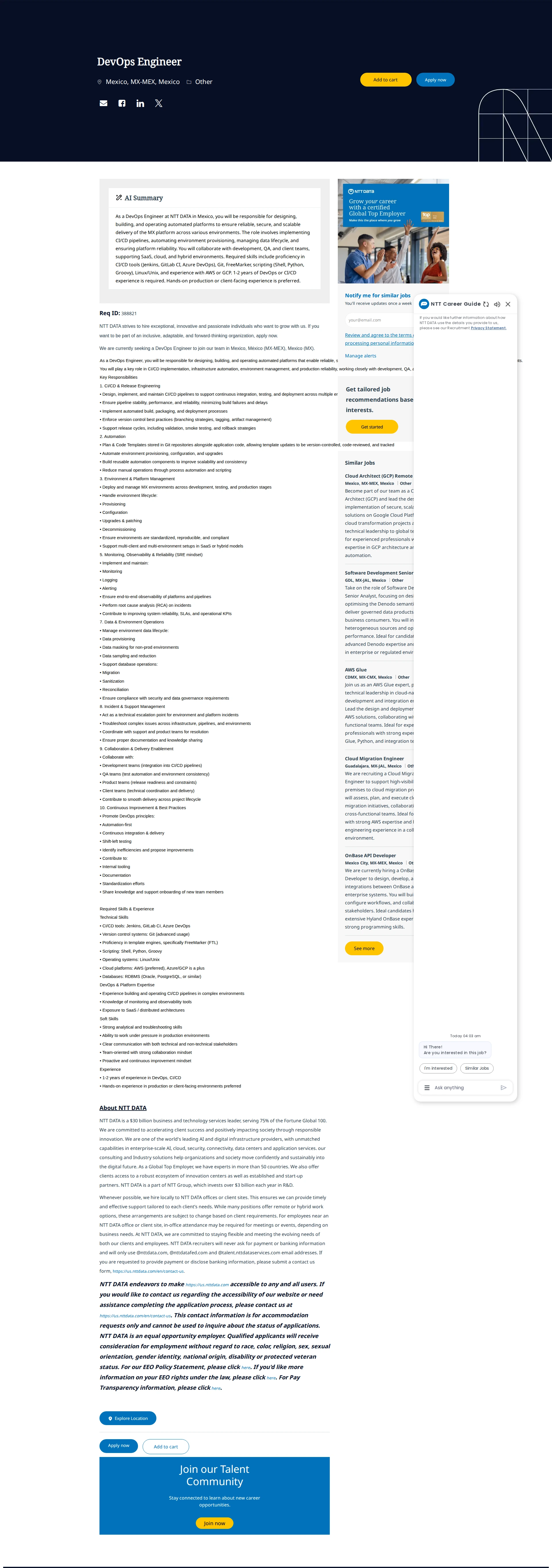 NTT데이터 DevOps Engineer 채용공고