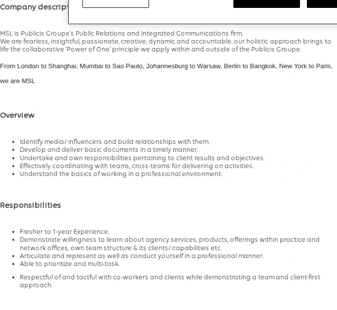 Publicis Groupe Management Associate - Design 채용공고
