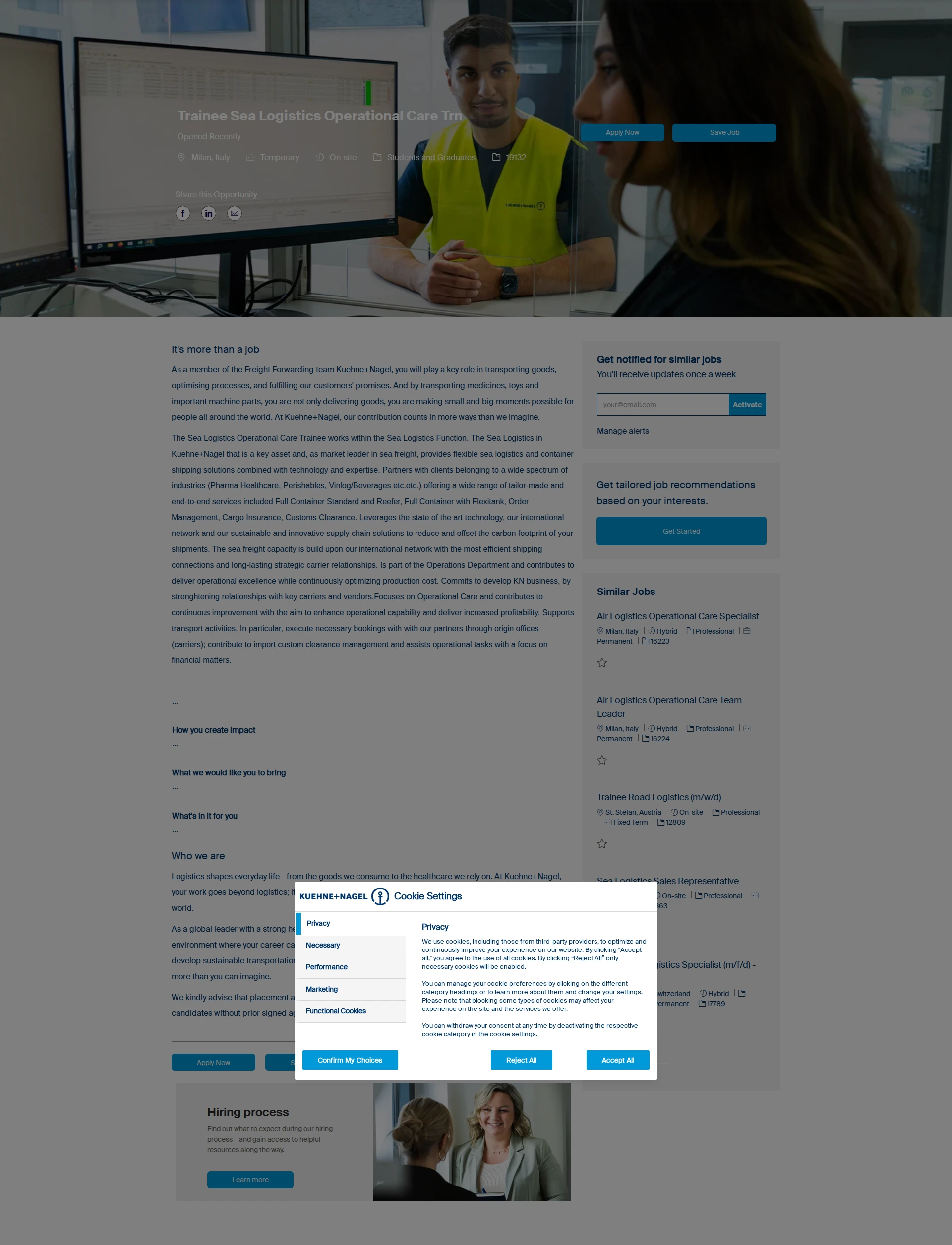 퀴네앤드나겔 Trainee Sea Logistics Operational Care Trn 채용공고