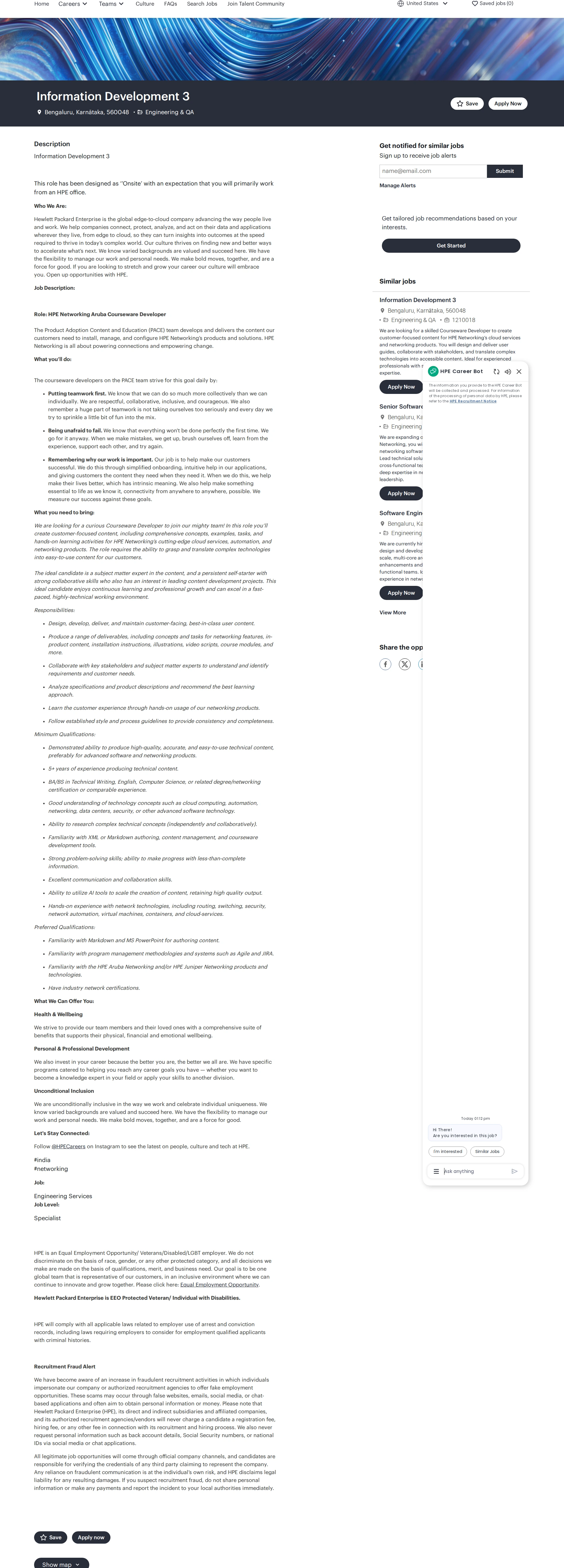 HP Information Development 3 채용공고