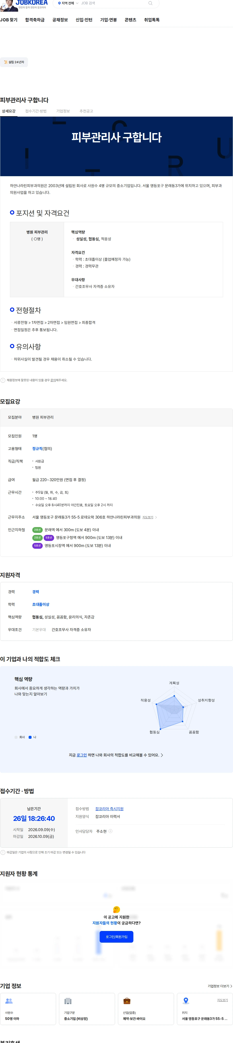 하얀나라린피부과의원 피부관리사 구합니다 채용공고