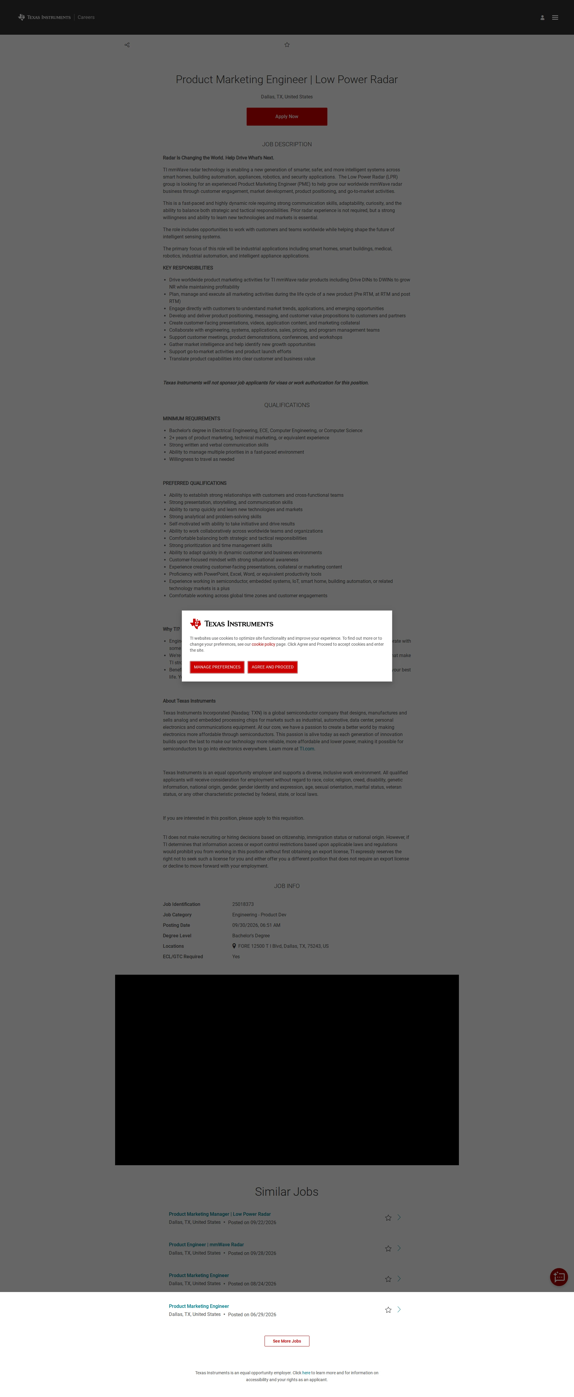 텍사스인스트루먼트코리아 Product Marketing Engineer | Low Power Radar 채용공고