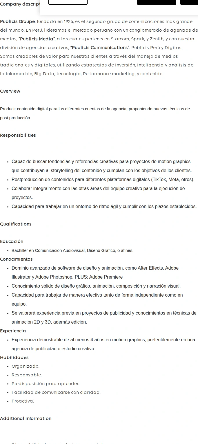 Publicis Groupe Motion Designer 채용공고