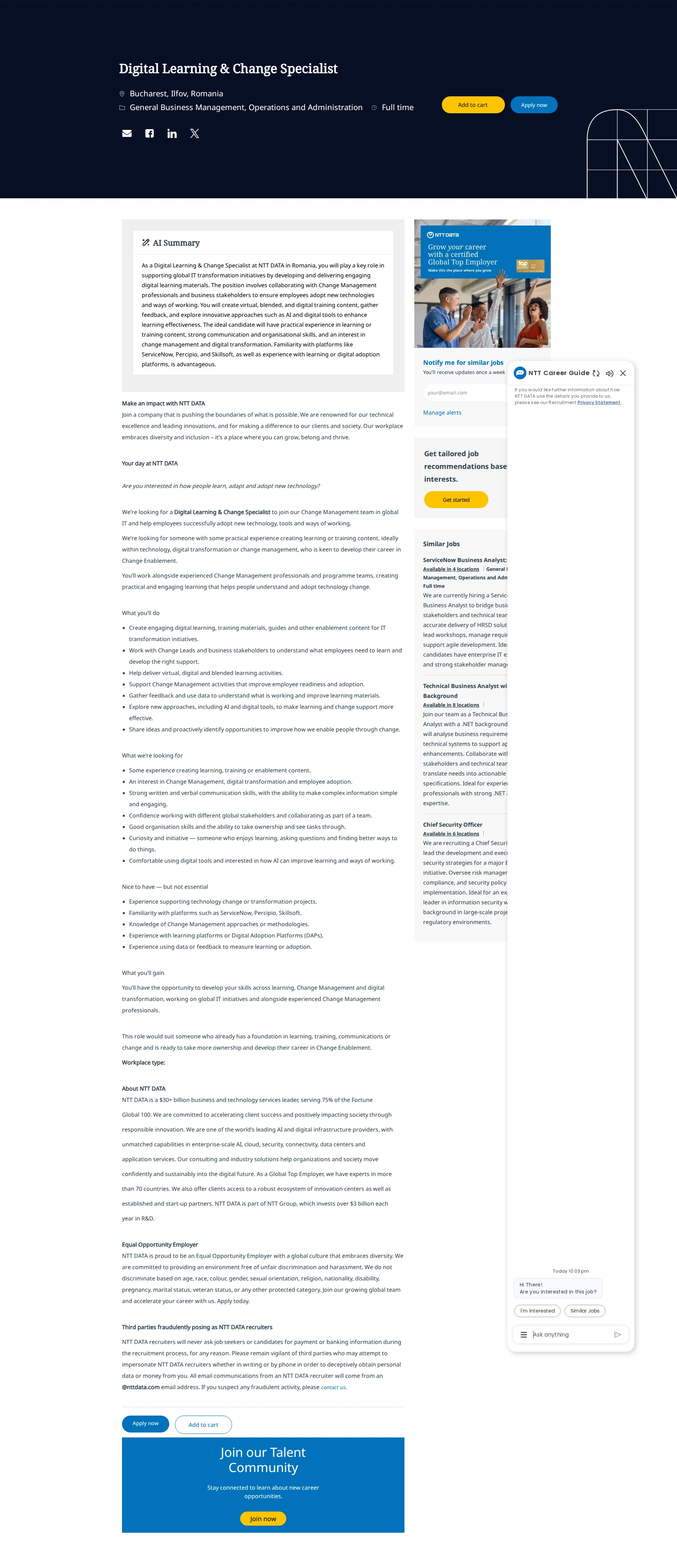 NTT데이터 Digital Learning & Change Specialist 채용공고