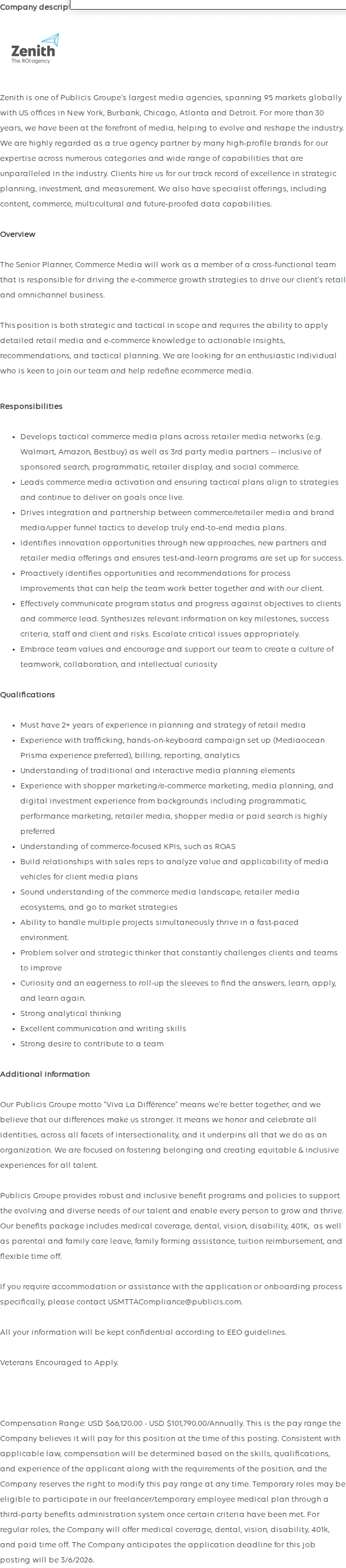 Publicis Groupe Senior Campaign Manager, Commerce 채용공고
