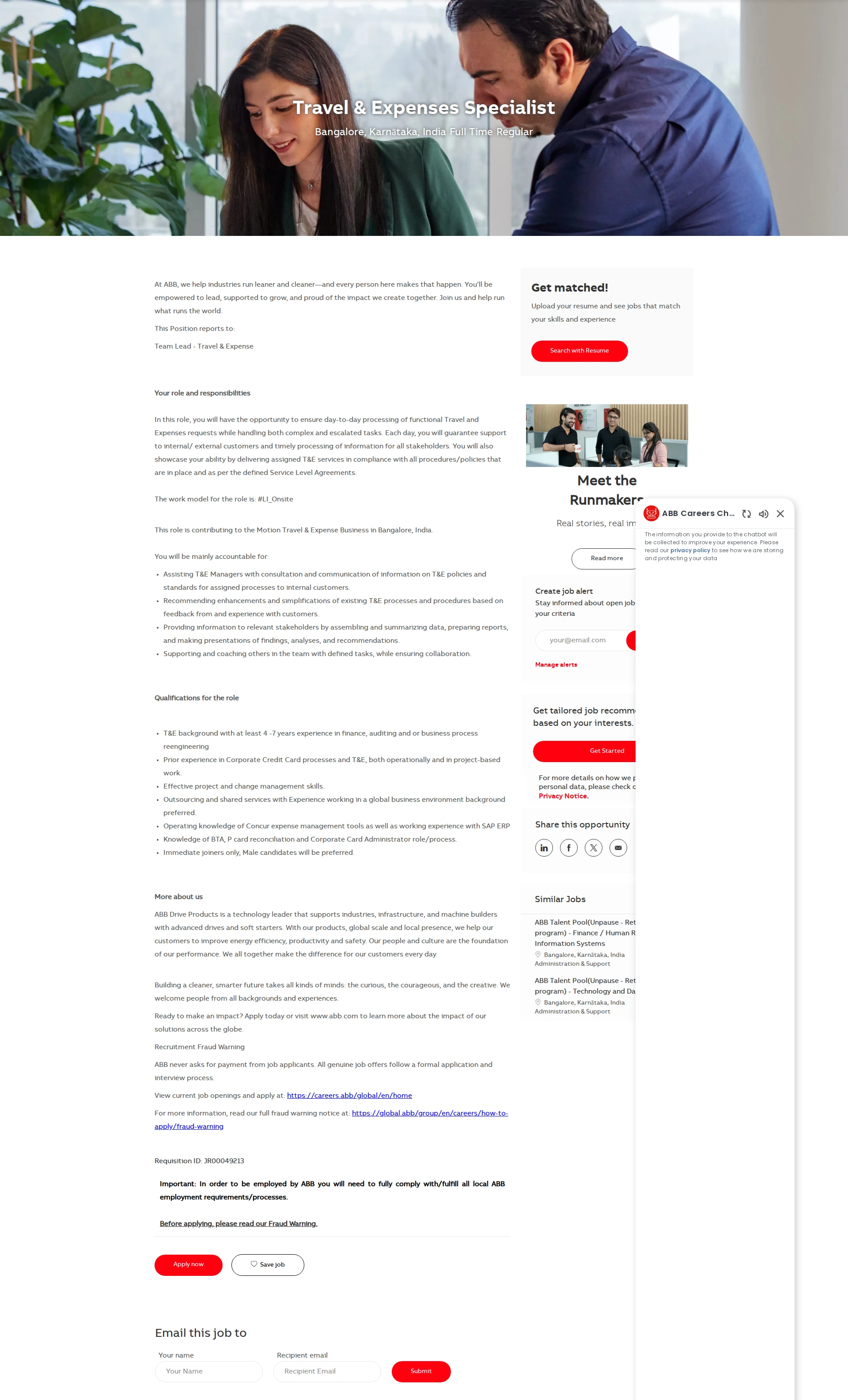 ABB코리아 Travel & Expenses Specialist 채용공고