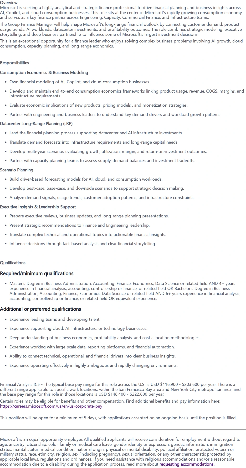 마이크로소프트(Microsoft) Group Finance Manager 채용공고